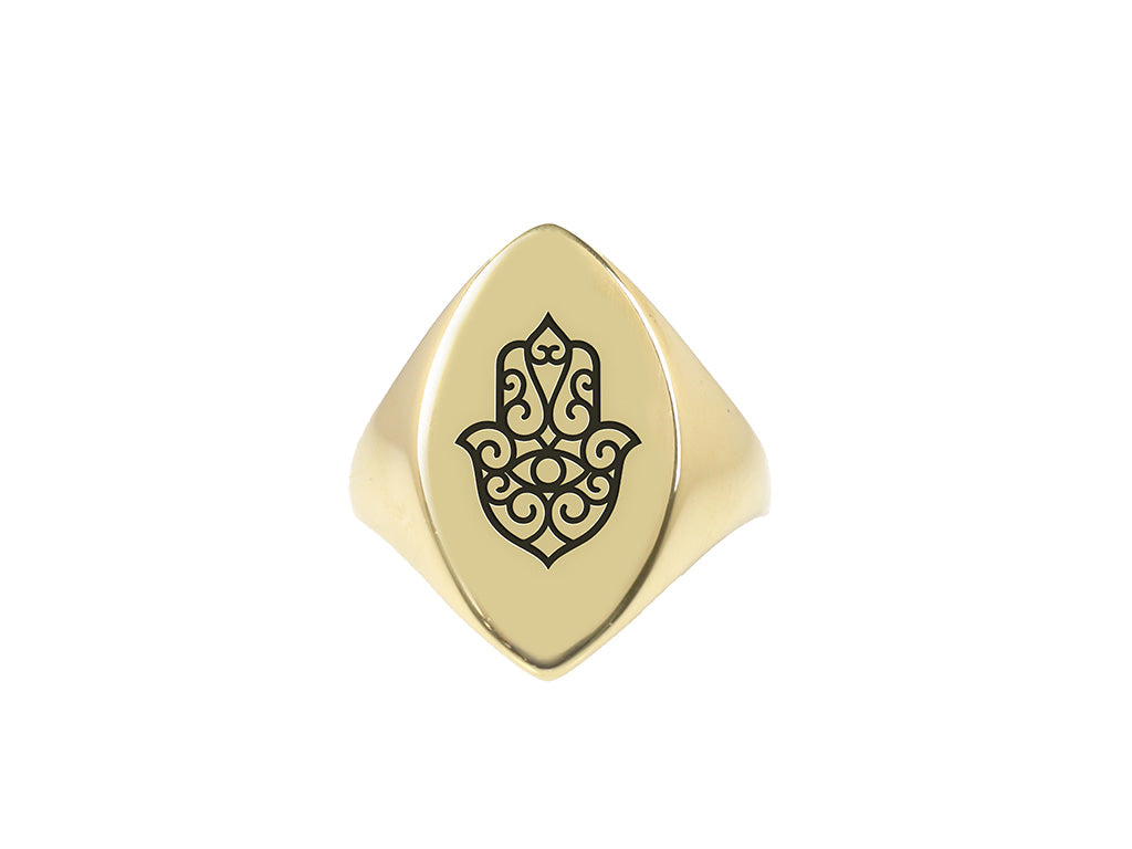 14k Gold Hamsa Signet Ring