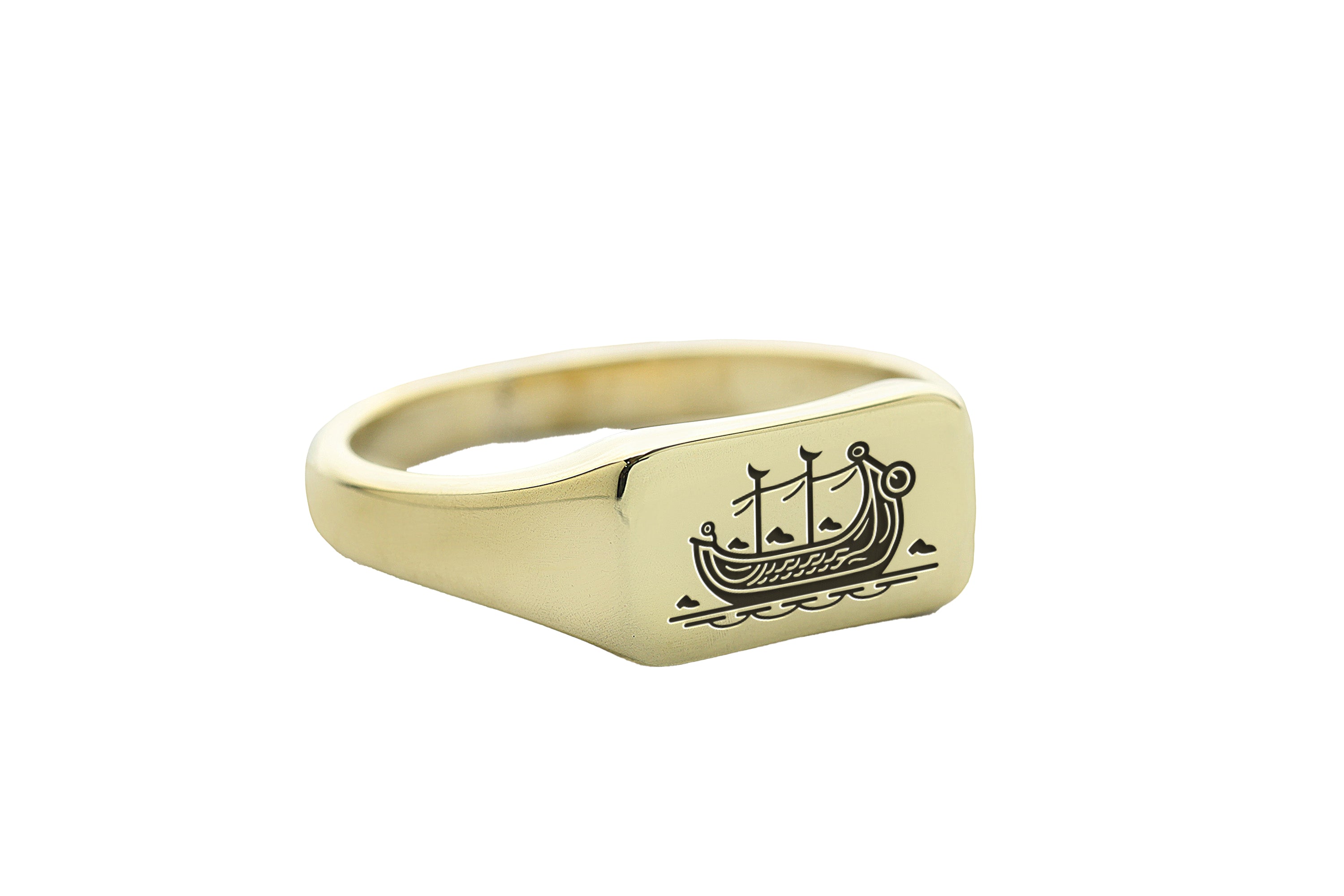 Viking Boat Engraved Ring