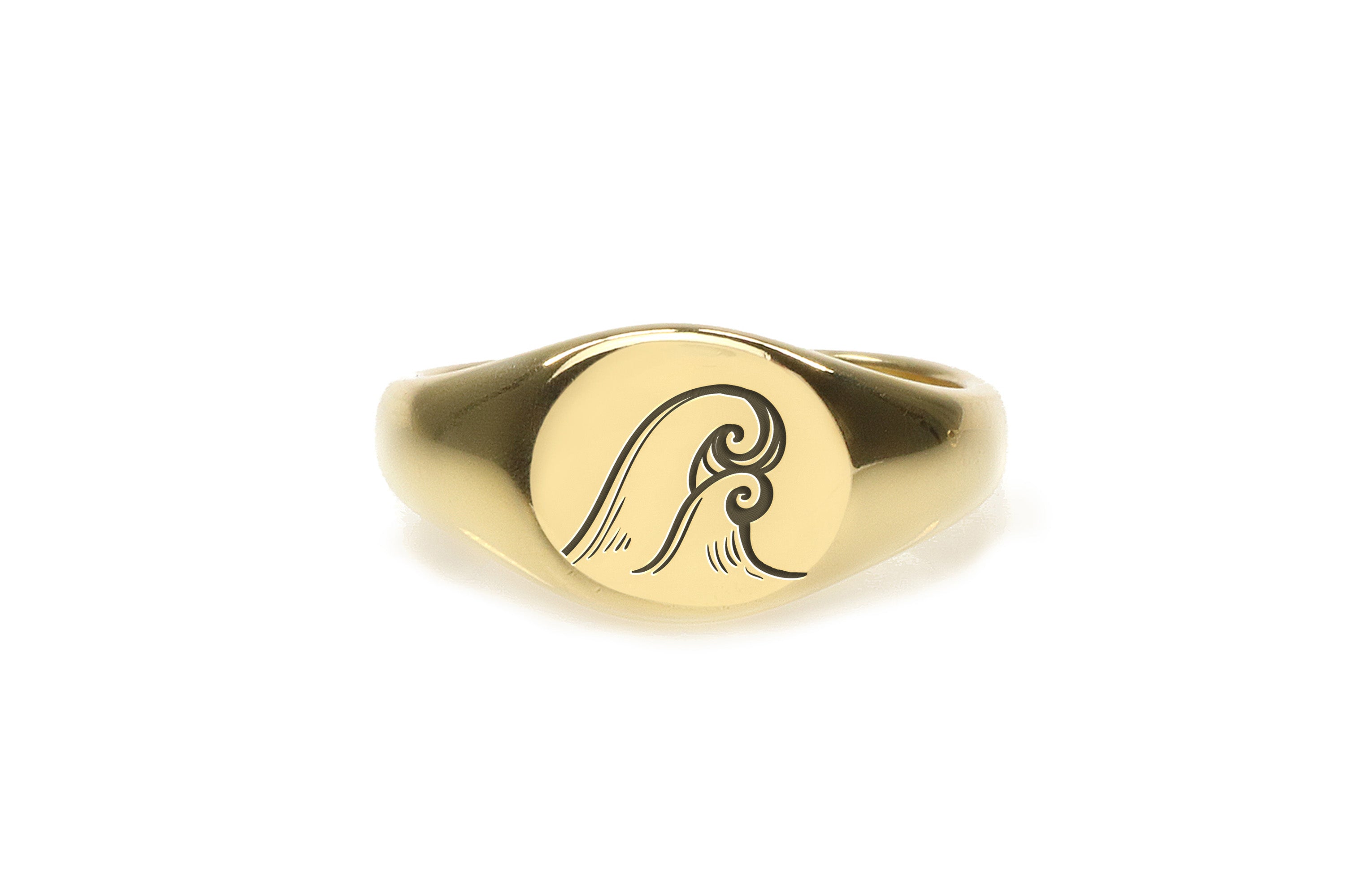 Gold Wave Signet Ring