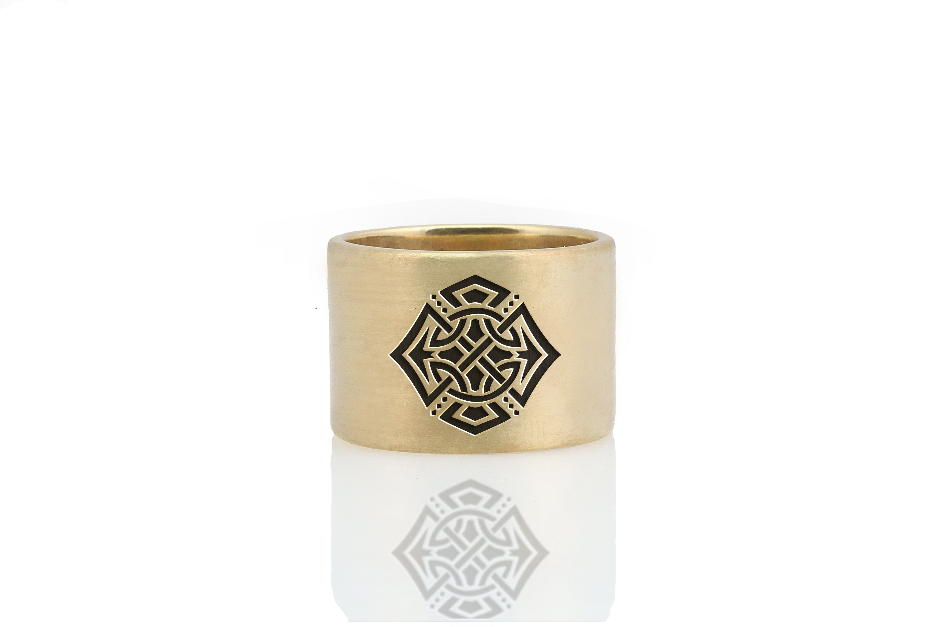 Celtic Symbol Brushed Gold Ring