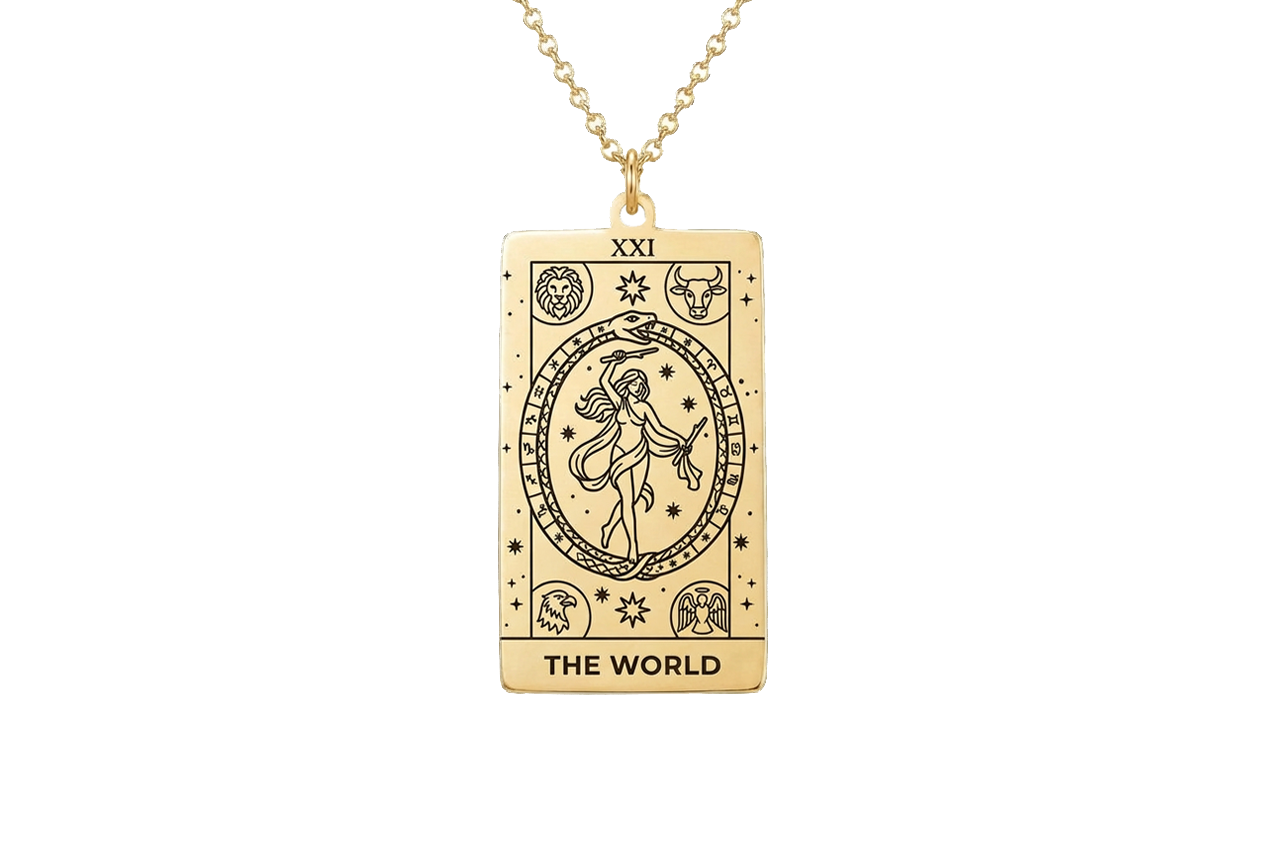 The World Tarot Card Necklace