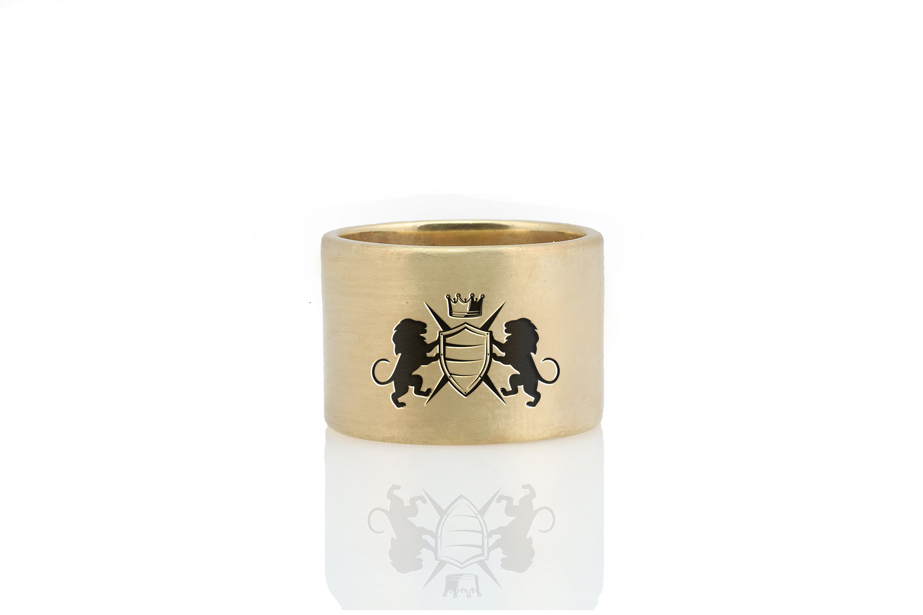 Heraldic Wide Brushed Gold Ring