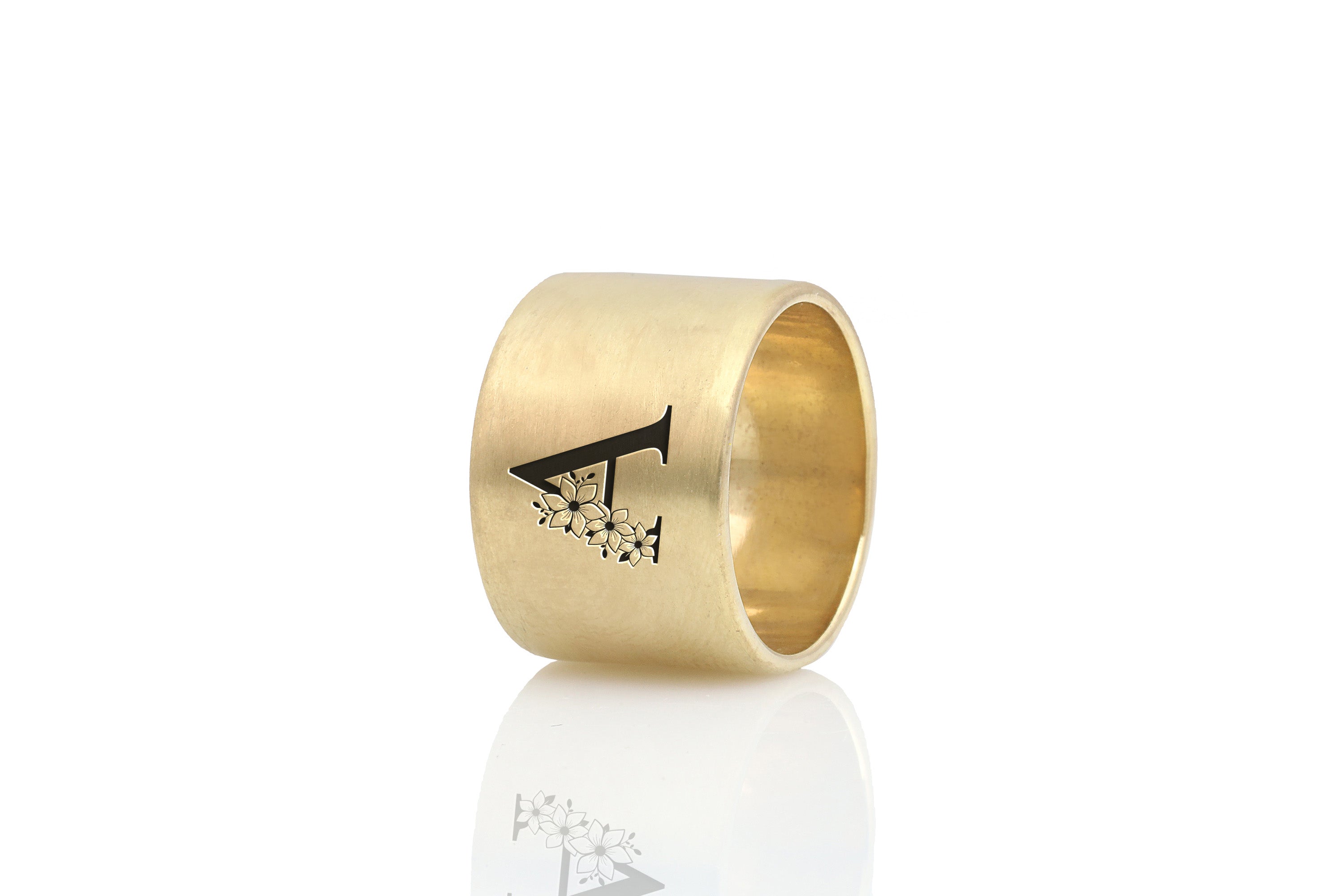 Personalized Wide Gold Ring