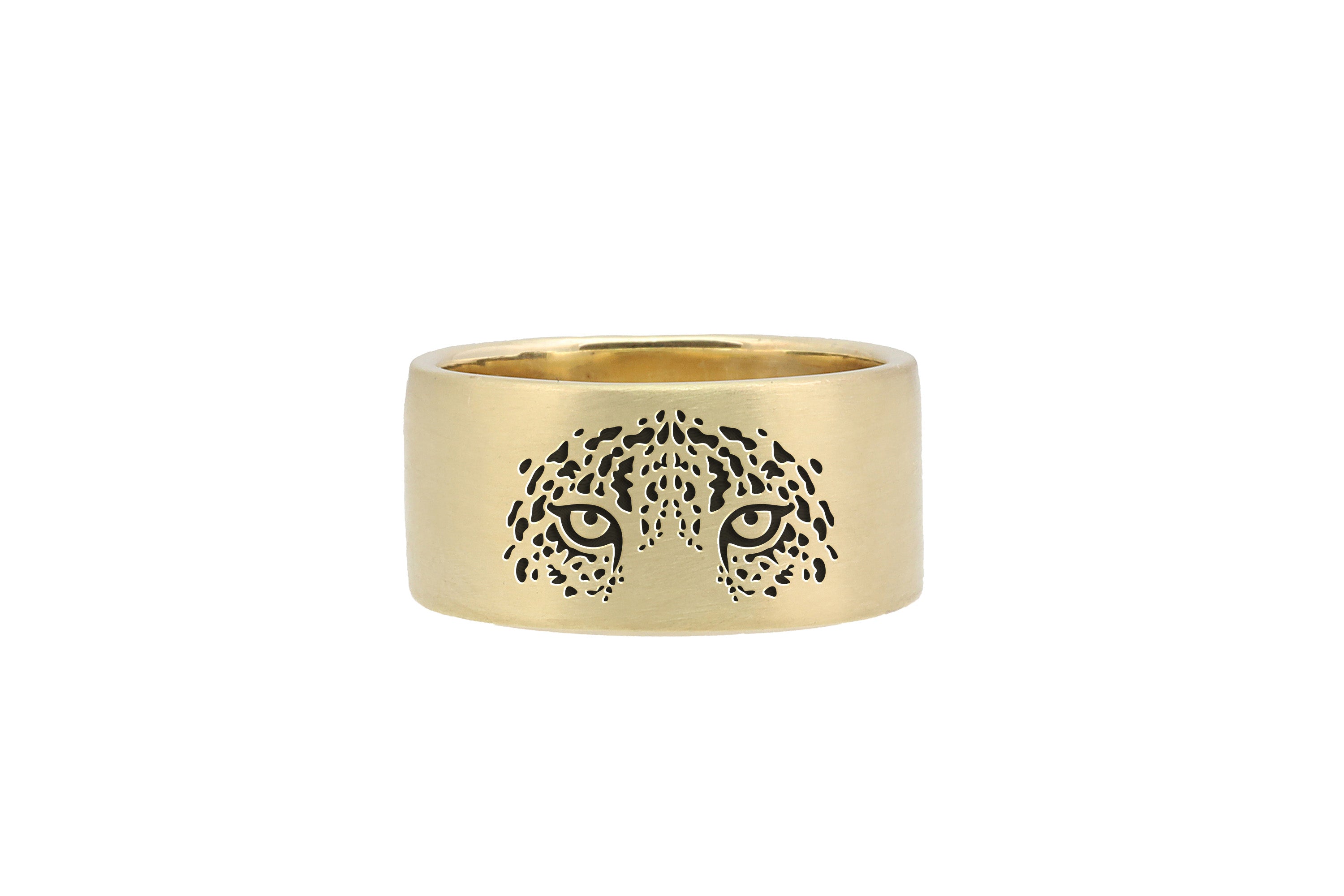 Tiger Eyes Wide Gold Ring