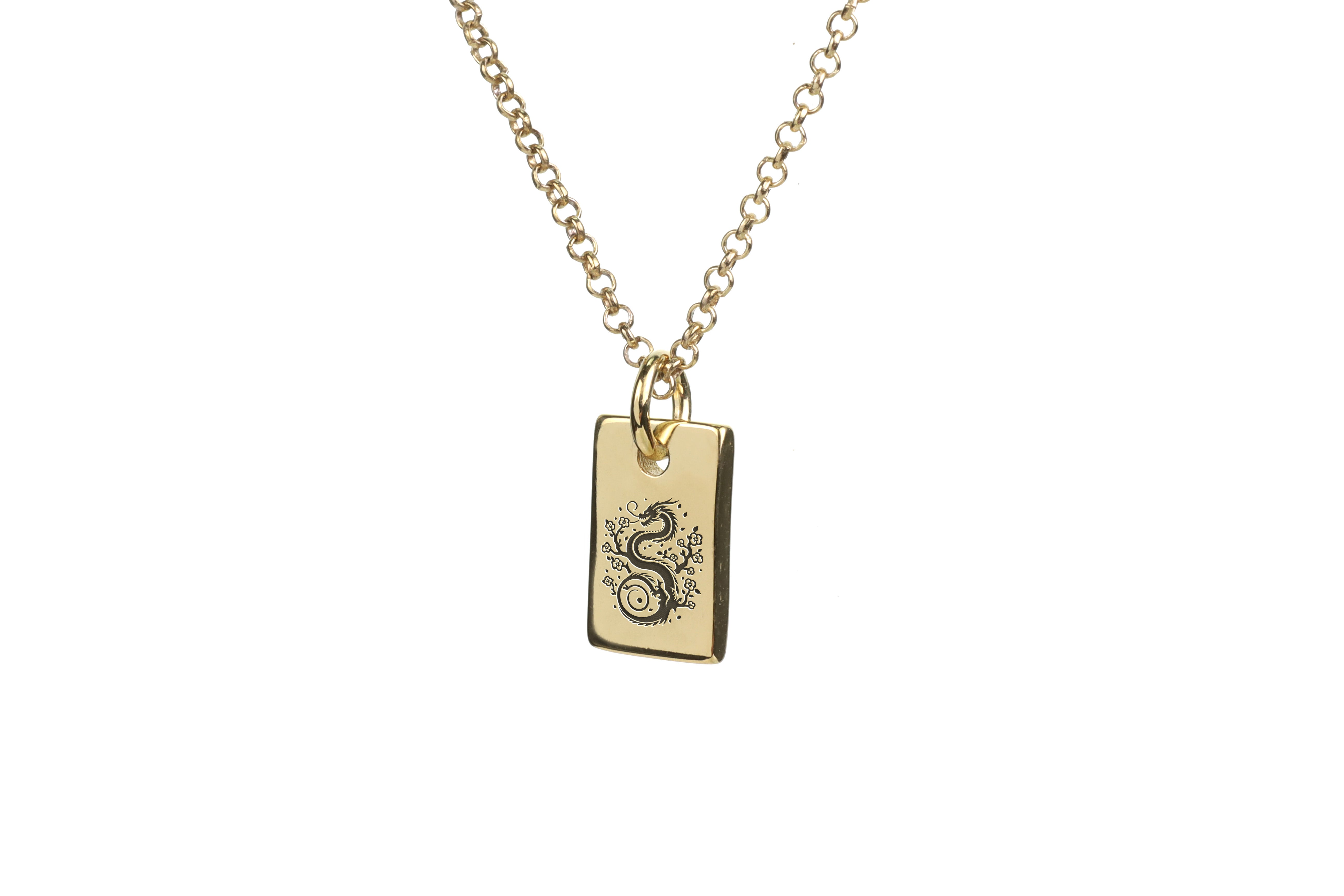 Engraved Dragon Signet Necklace