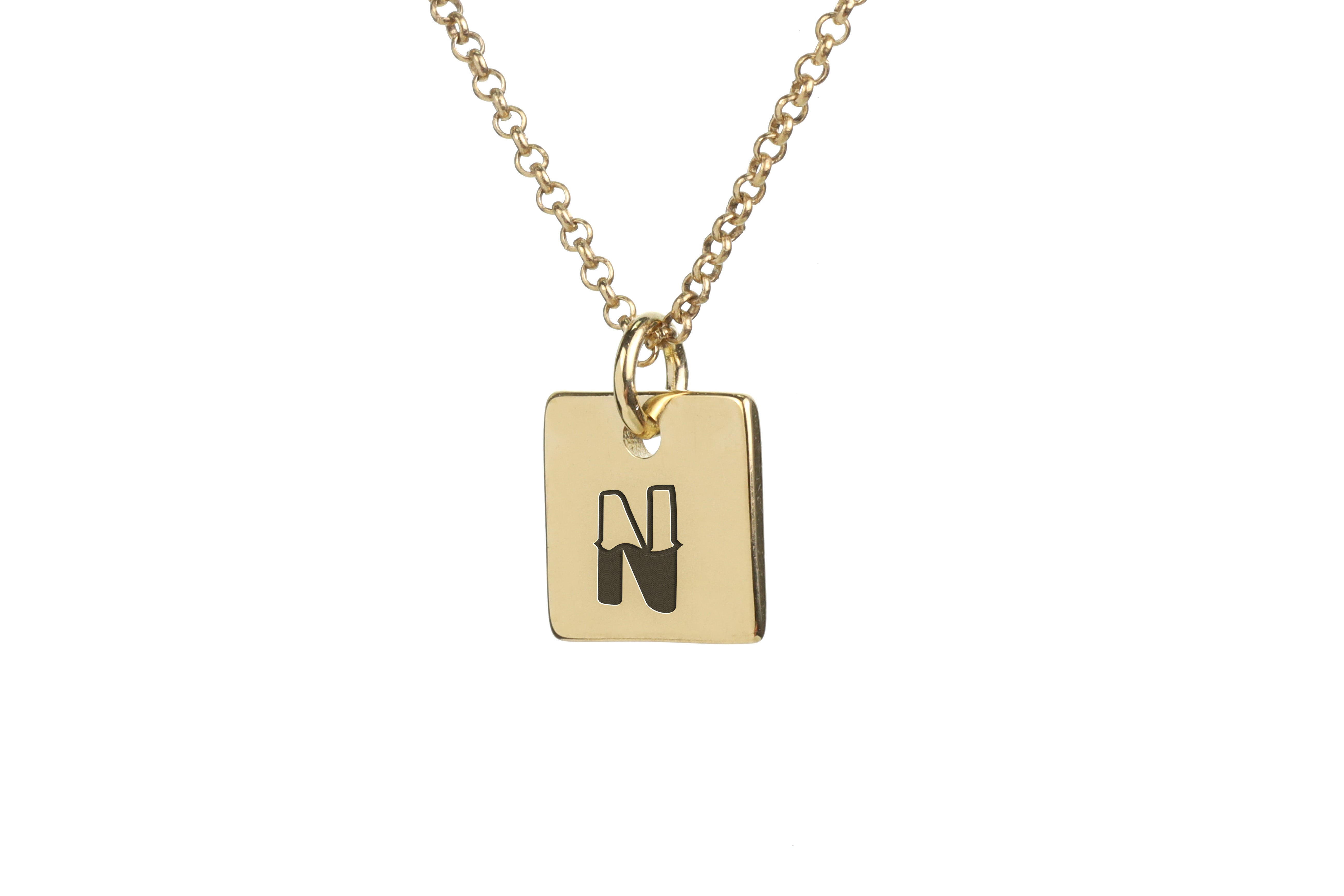 Square Gold Initial Necklace