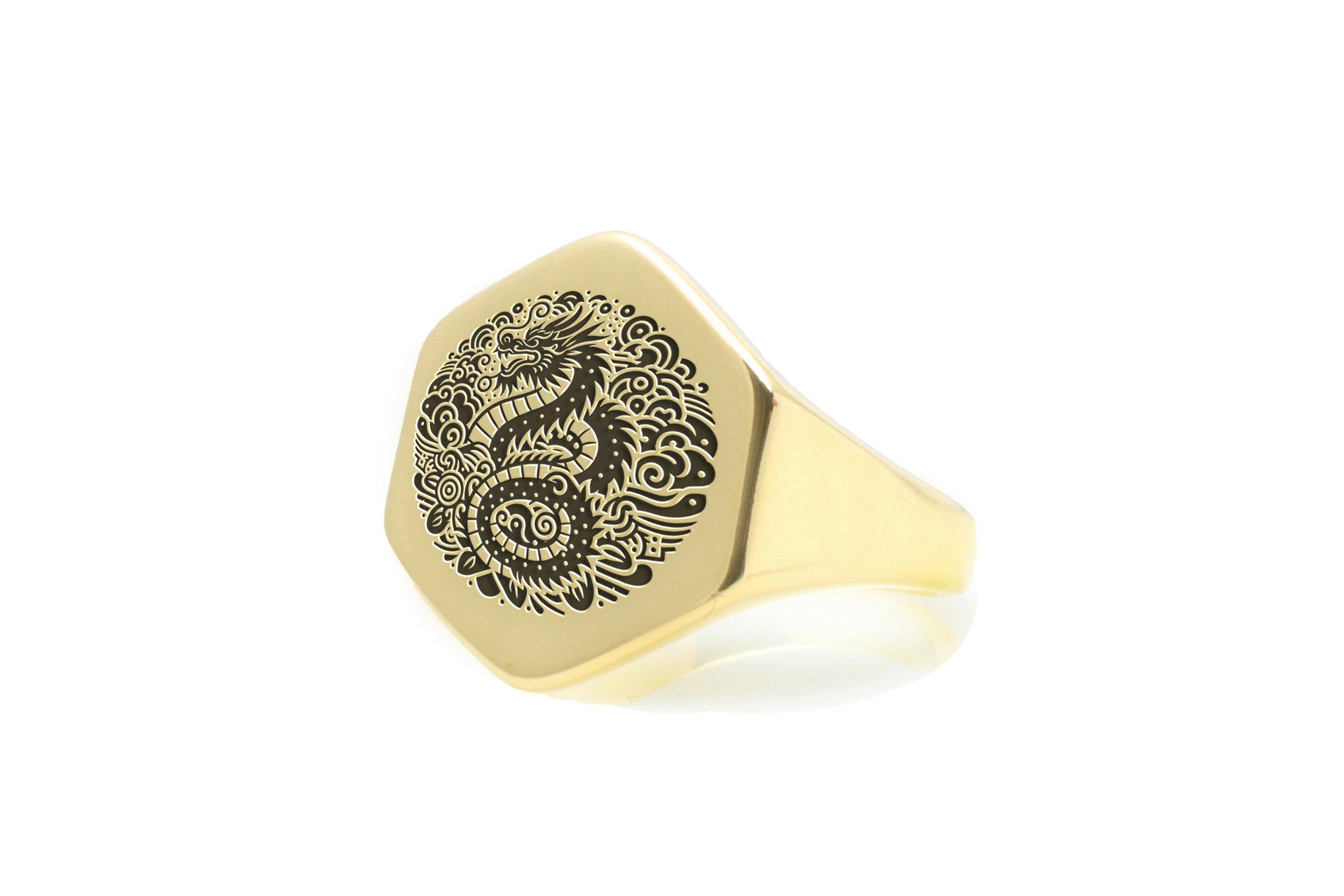 24k Gold Japanese Dragon Ring