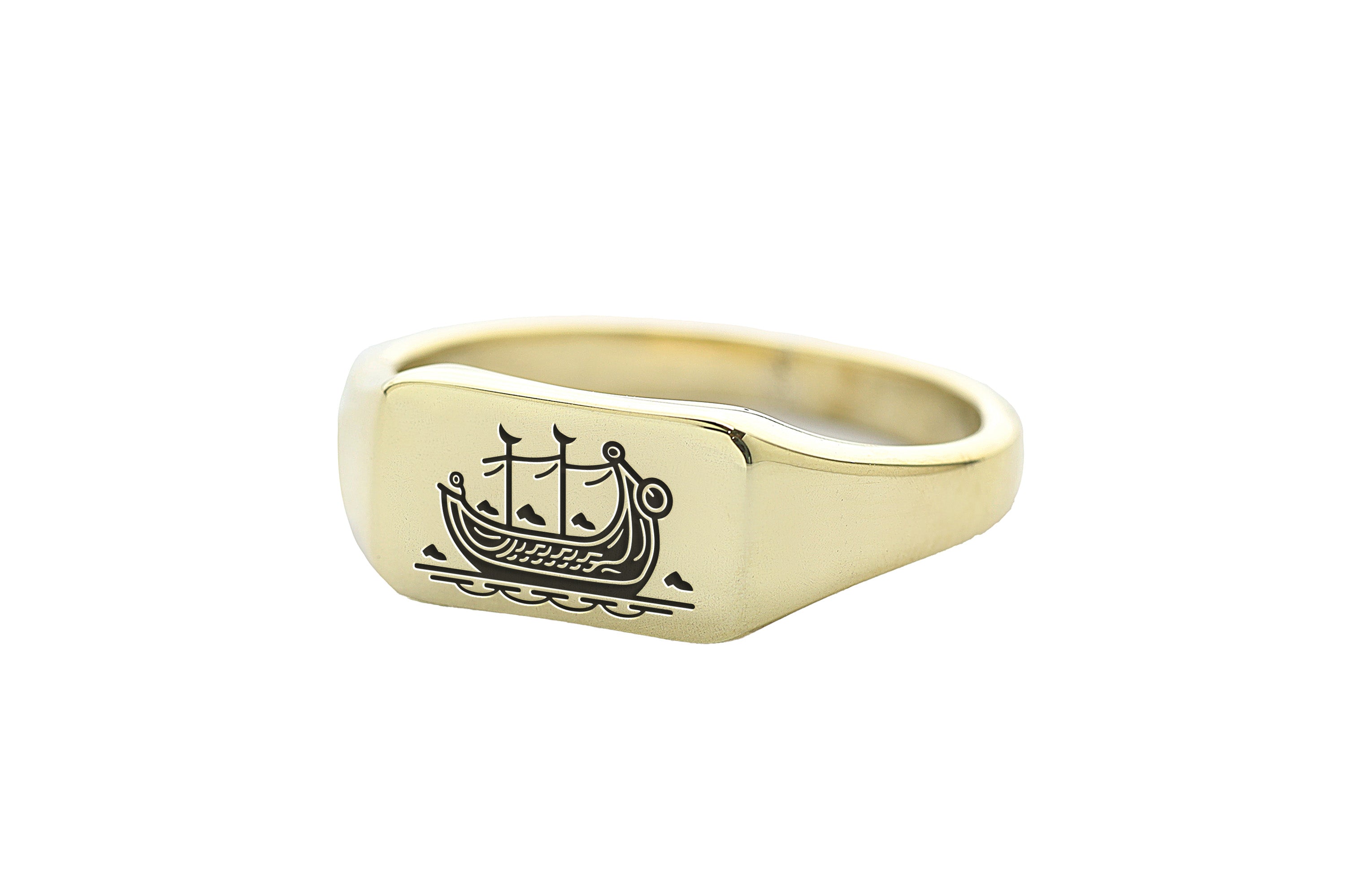 Viking Boat Engraved Ring