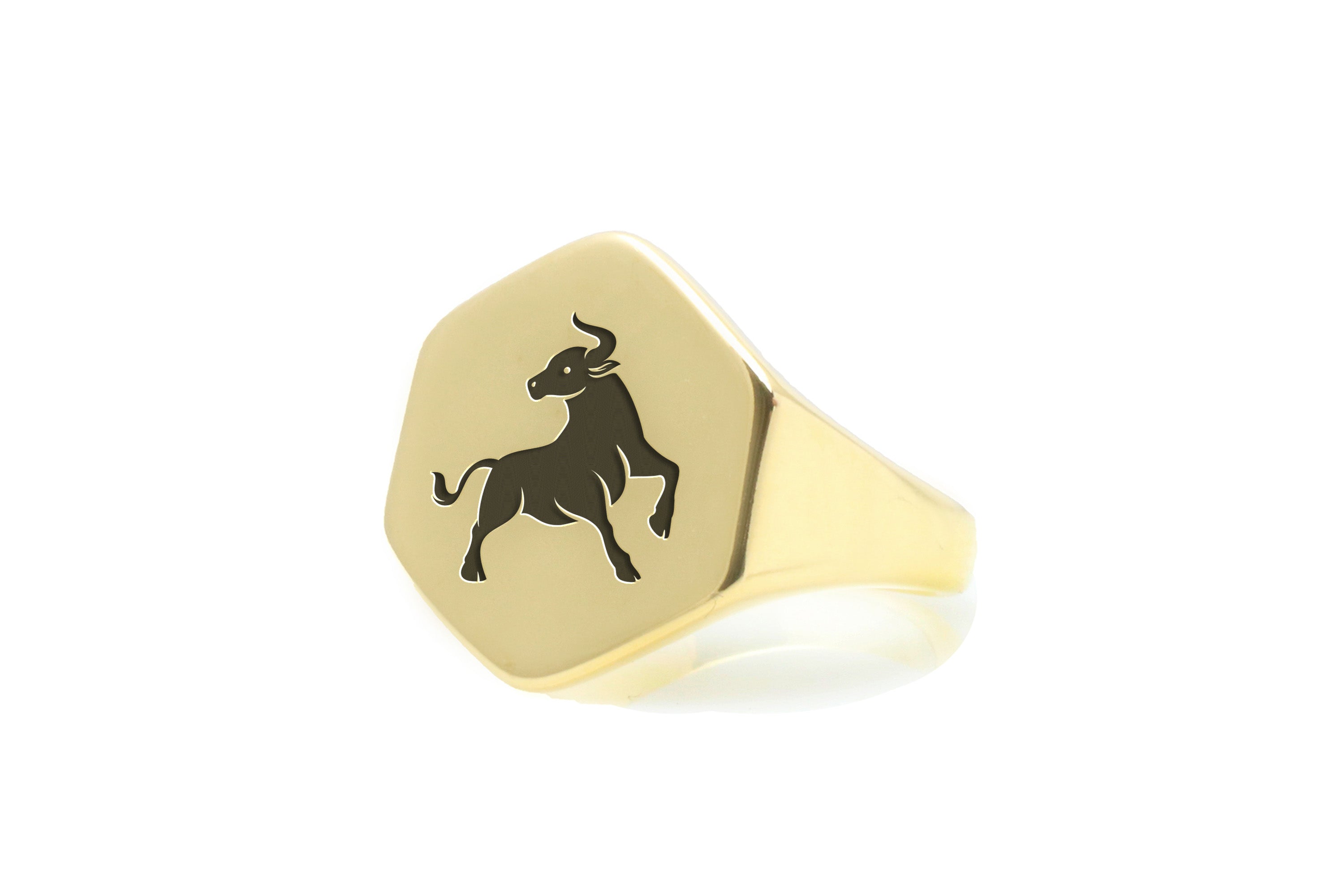 14k Gold Taurus Signet Ring