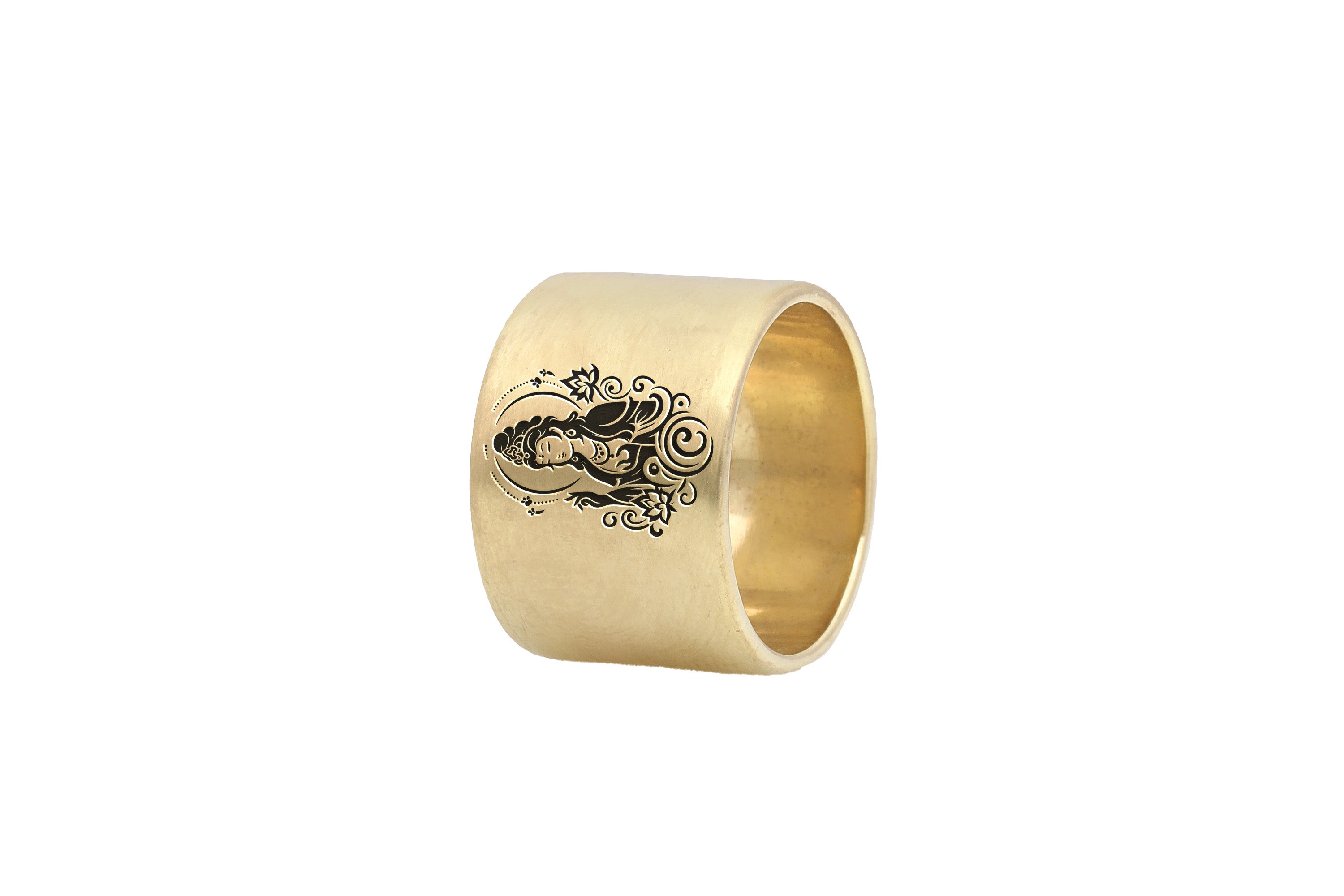 Guanyin Wide Gold Ring