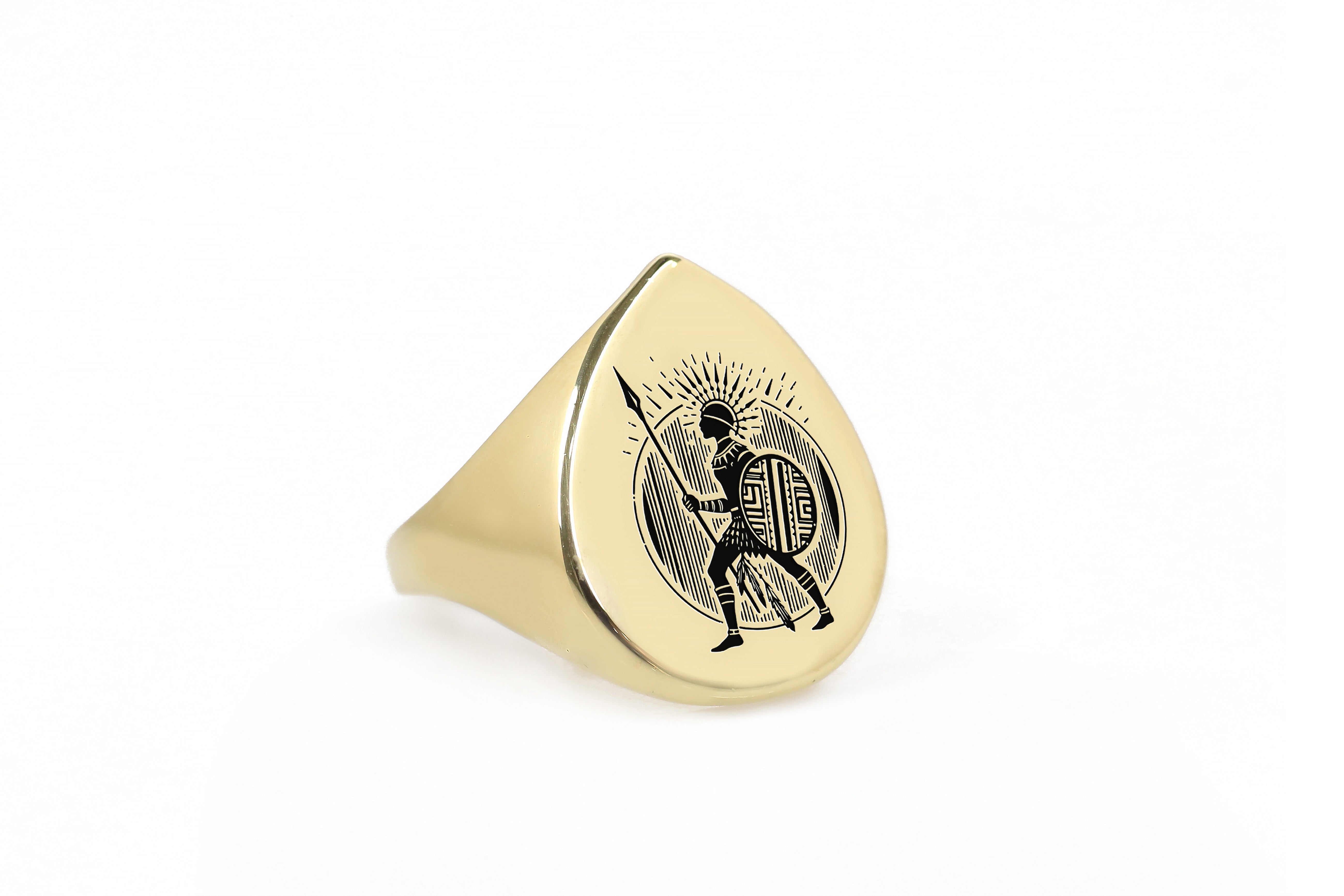 African Tribe Gold Signet Ring