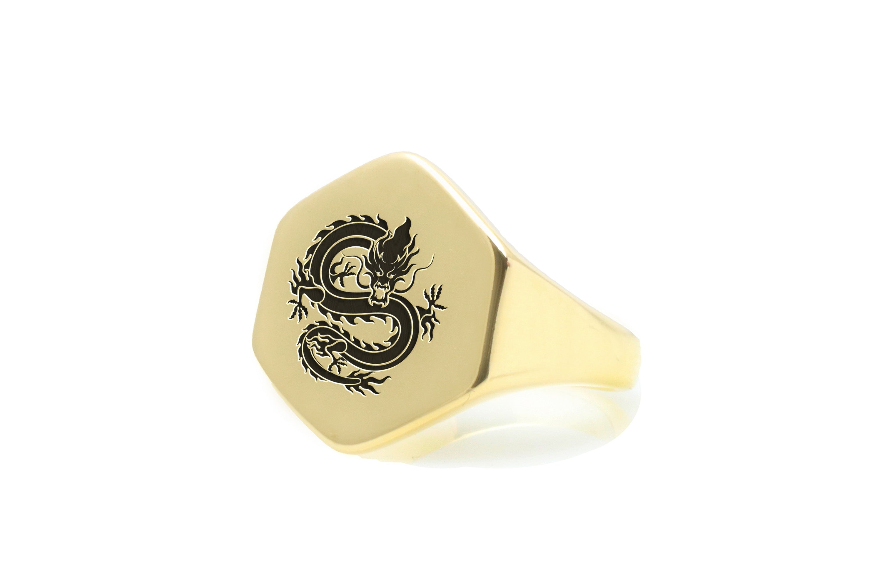 14k Gold Dragon Signet Ring