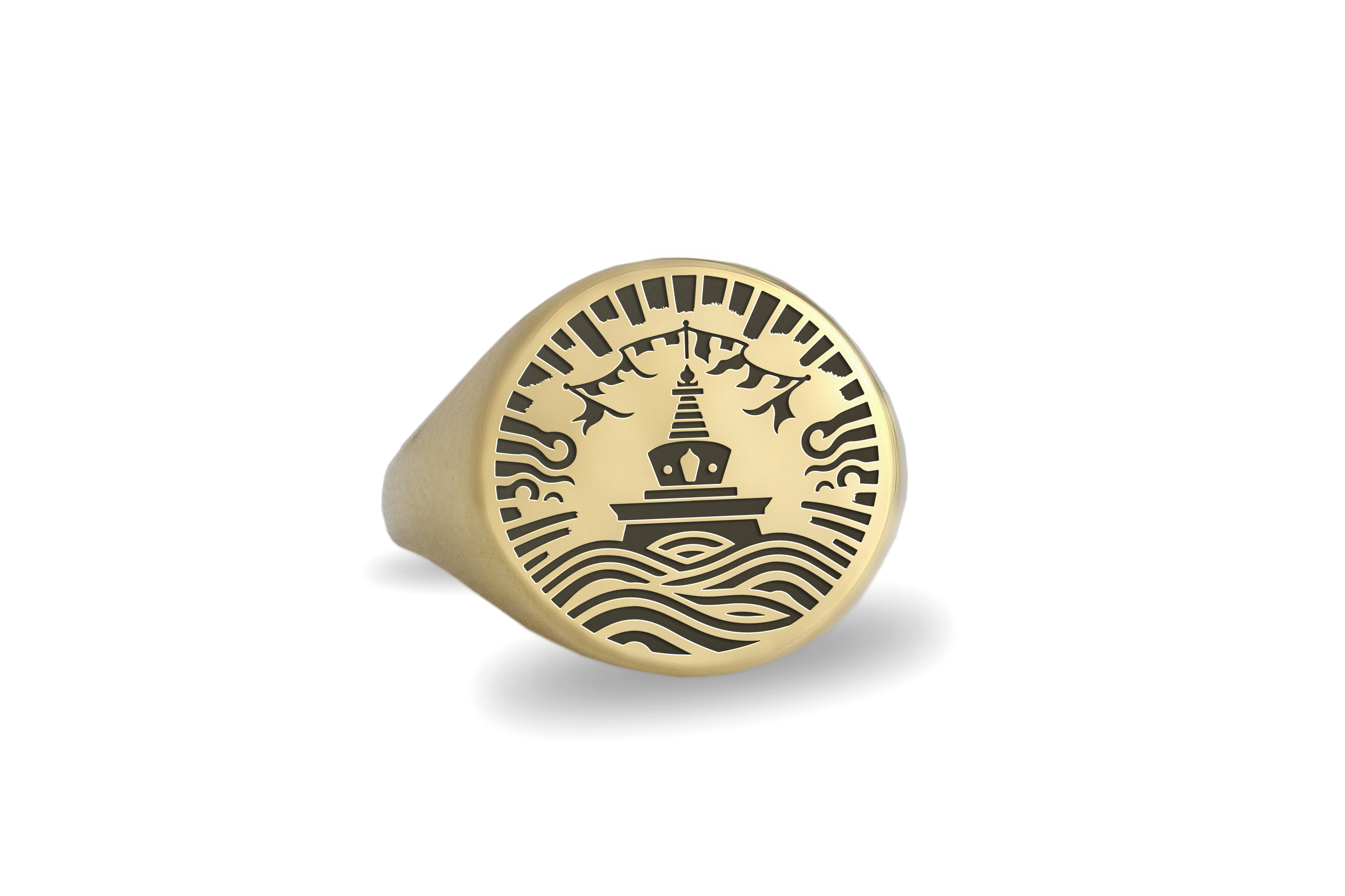 14k Gold Tibetan Signet Ring