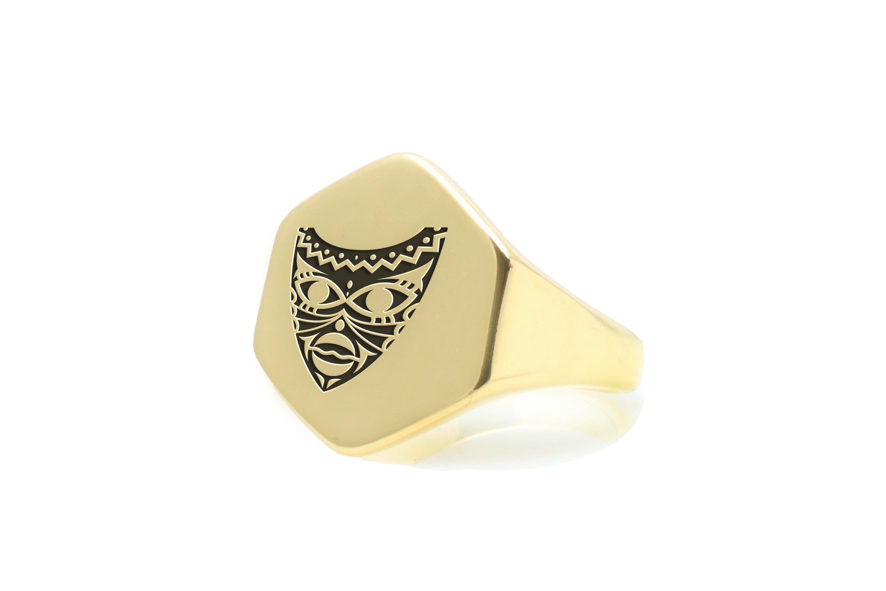 14k Gold African Mask Ring
