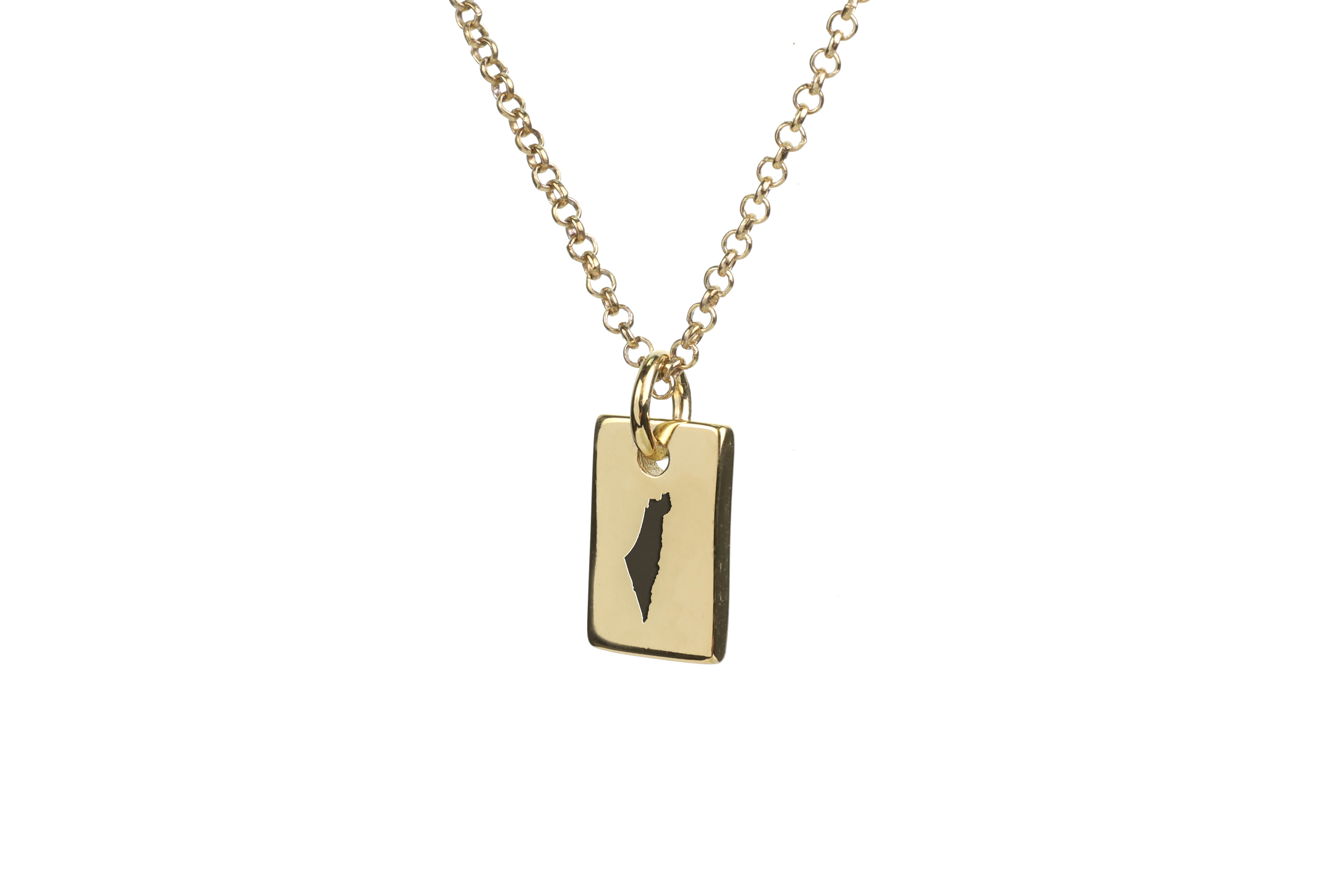 14k Gold Israel Map Necklace
