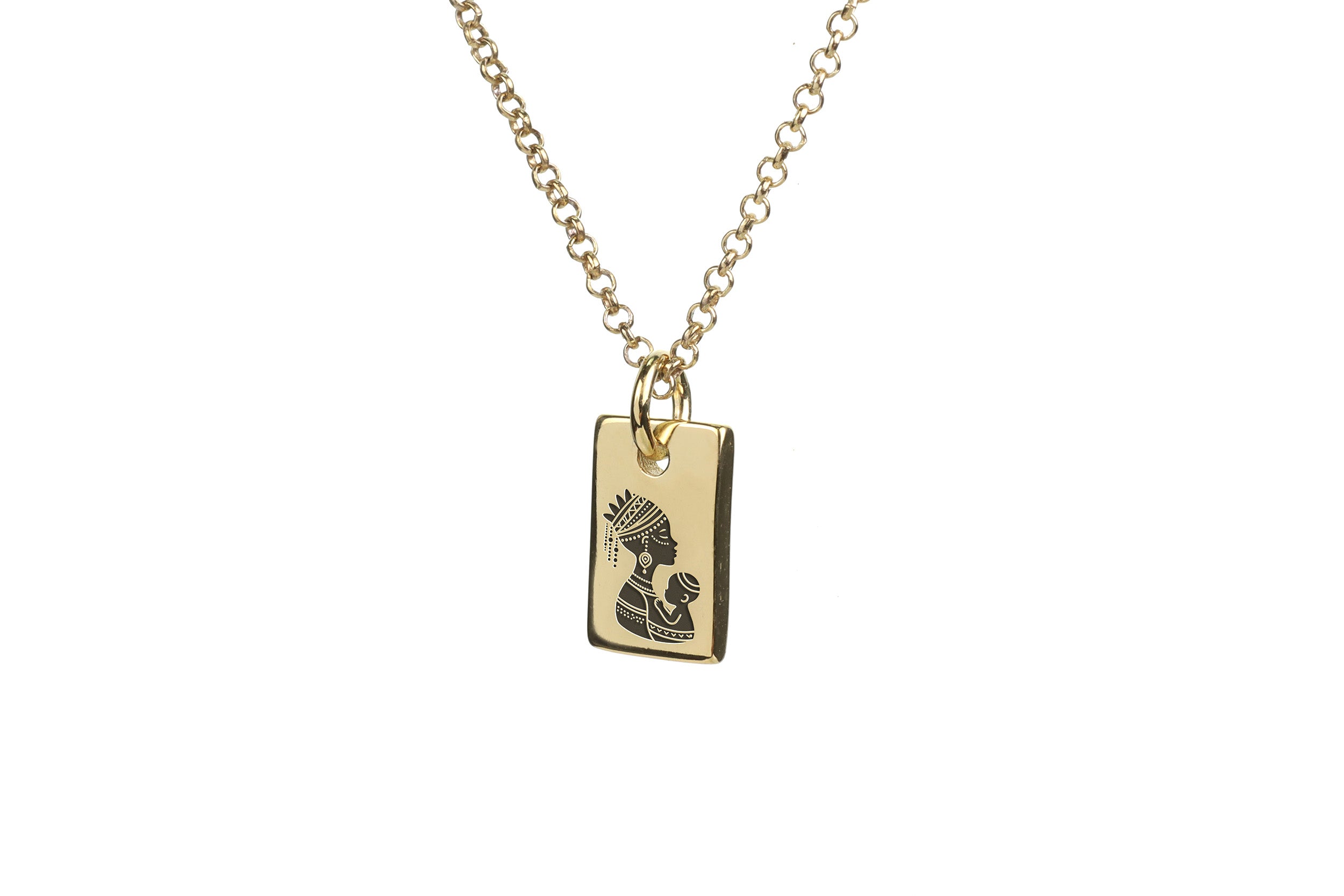 Mother and Child Pendant Necklace in Gold