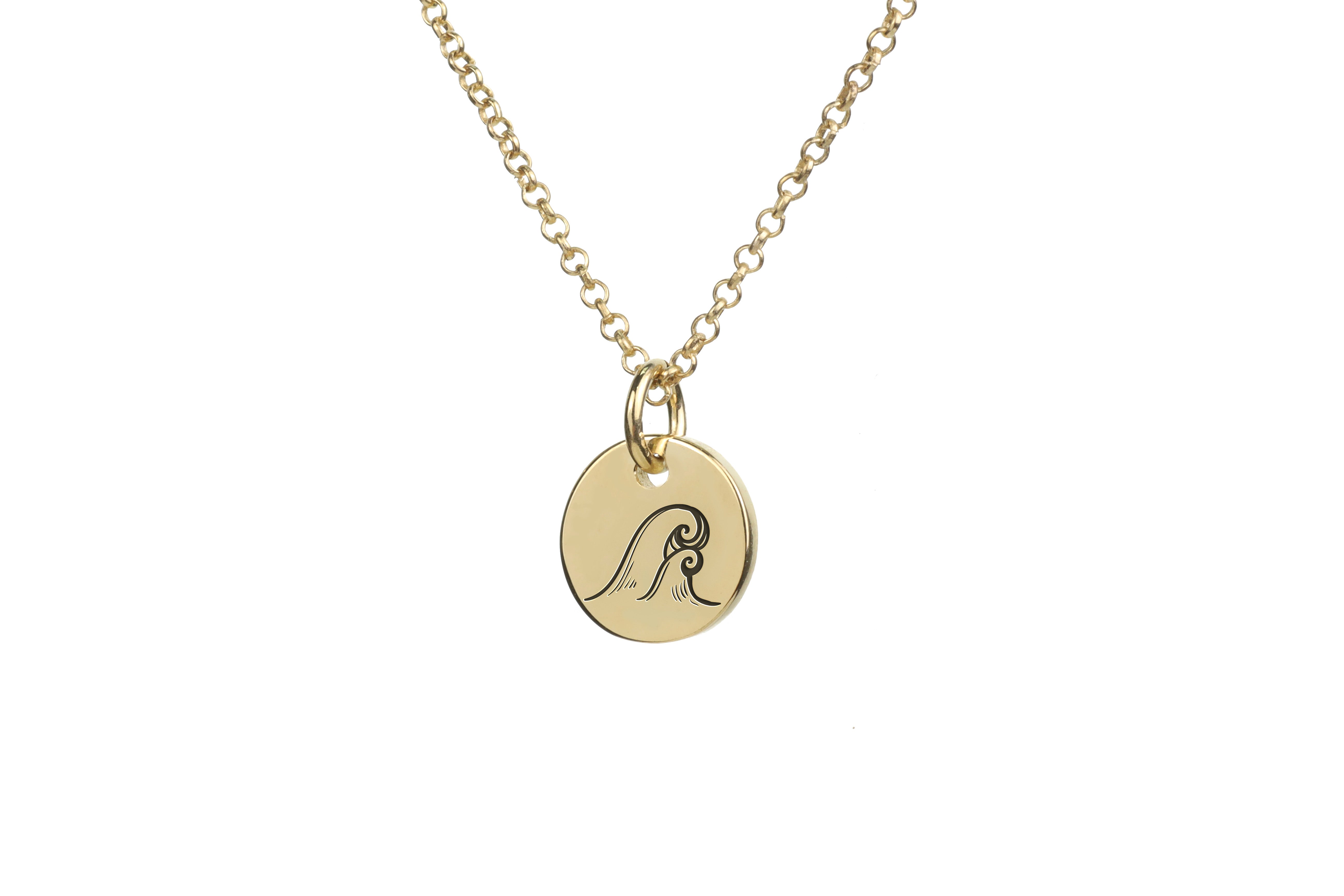 Engraved Wave Pendant Necklace