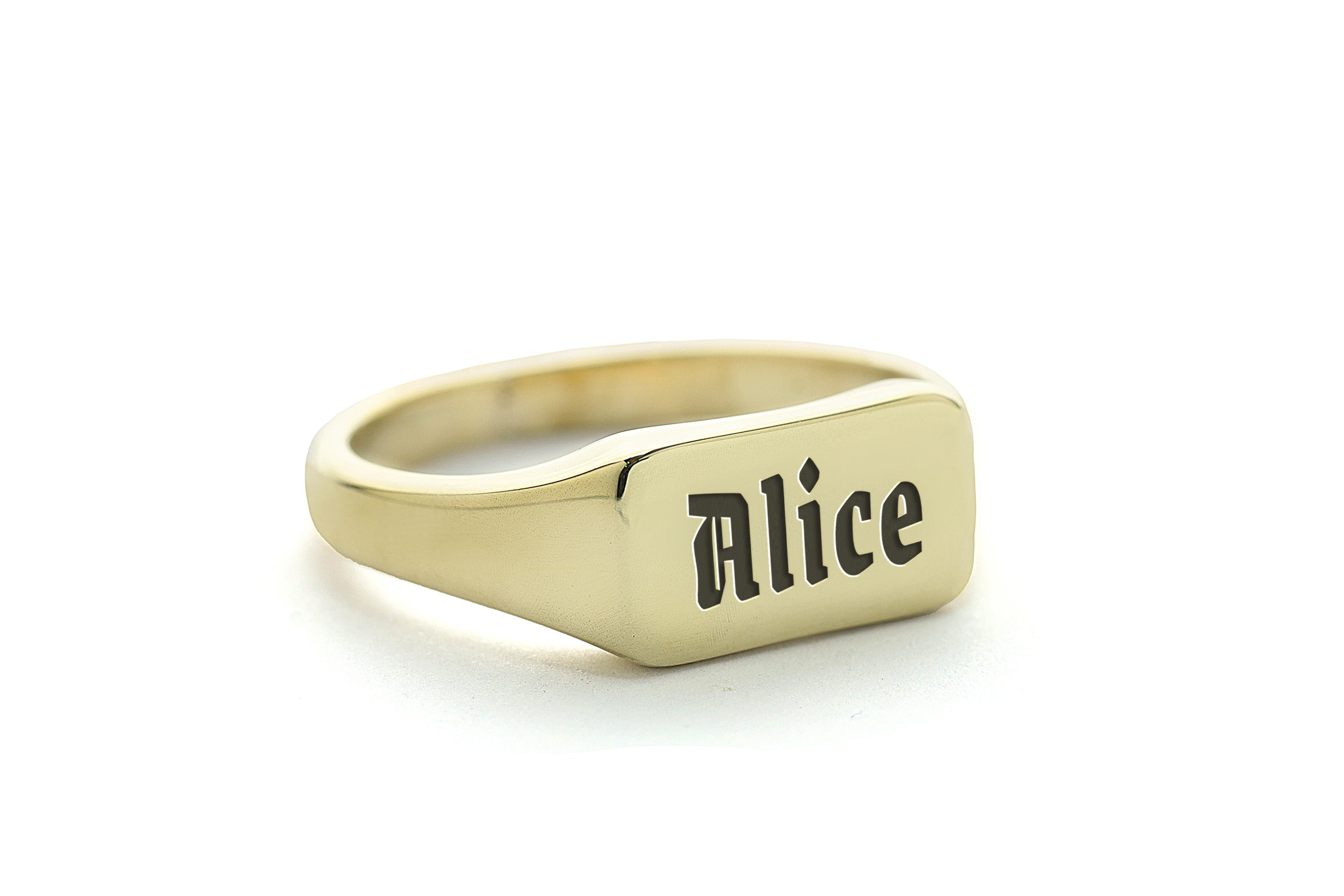 14k Gold Signet Name Ring