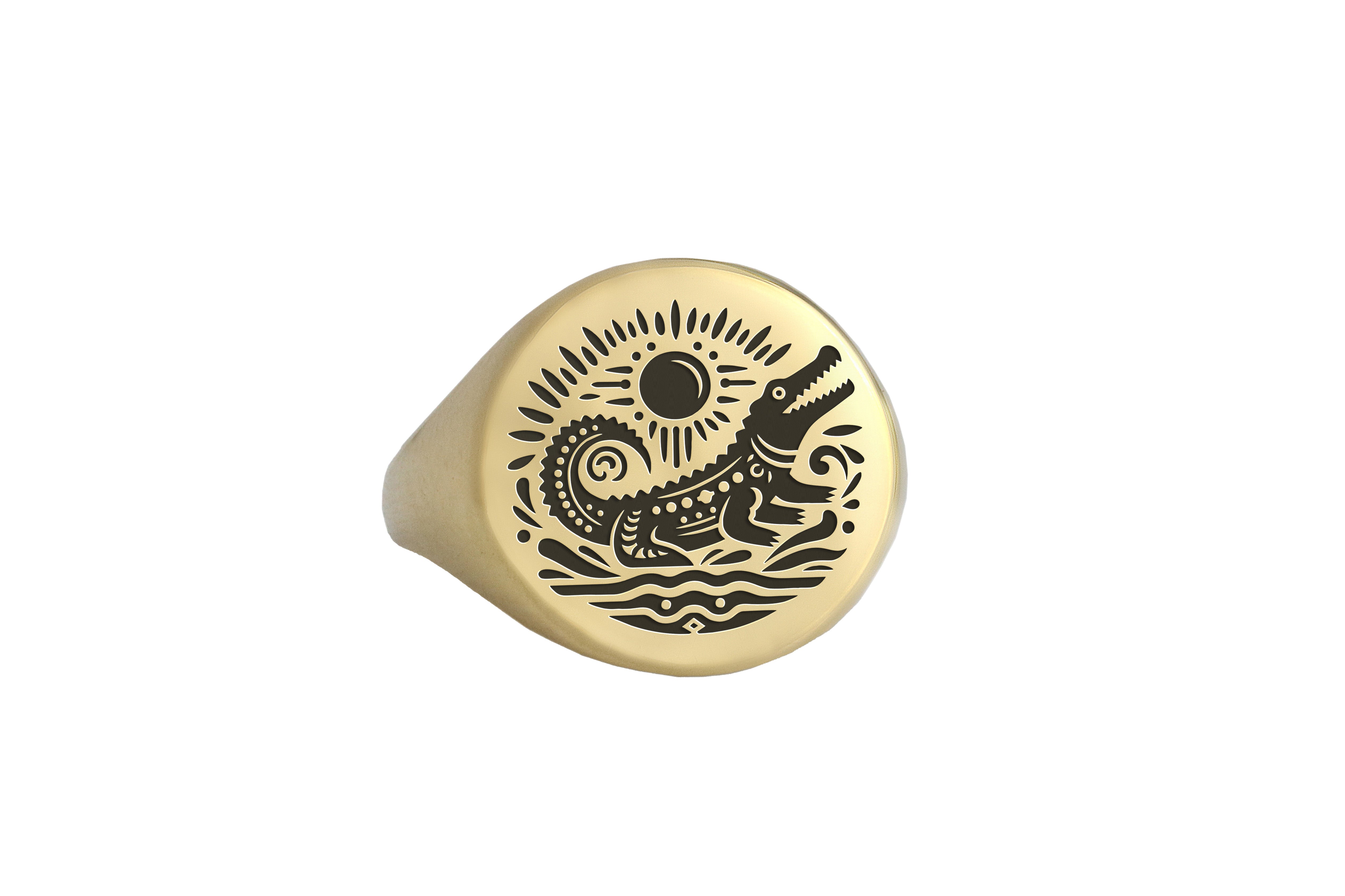 Engraved Alligator Ring