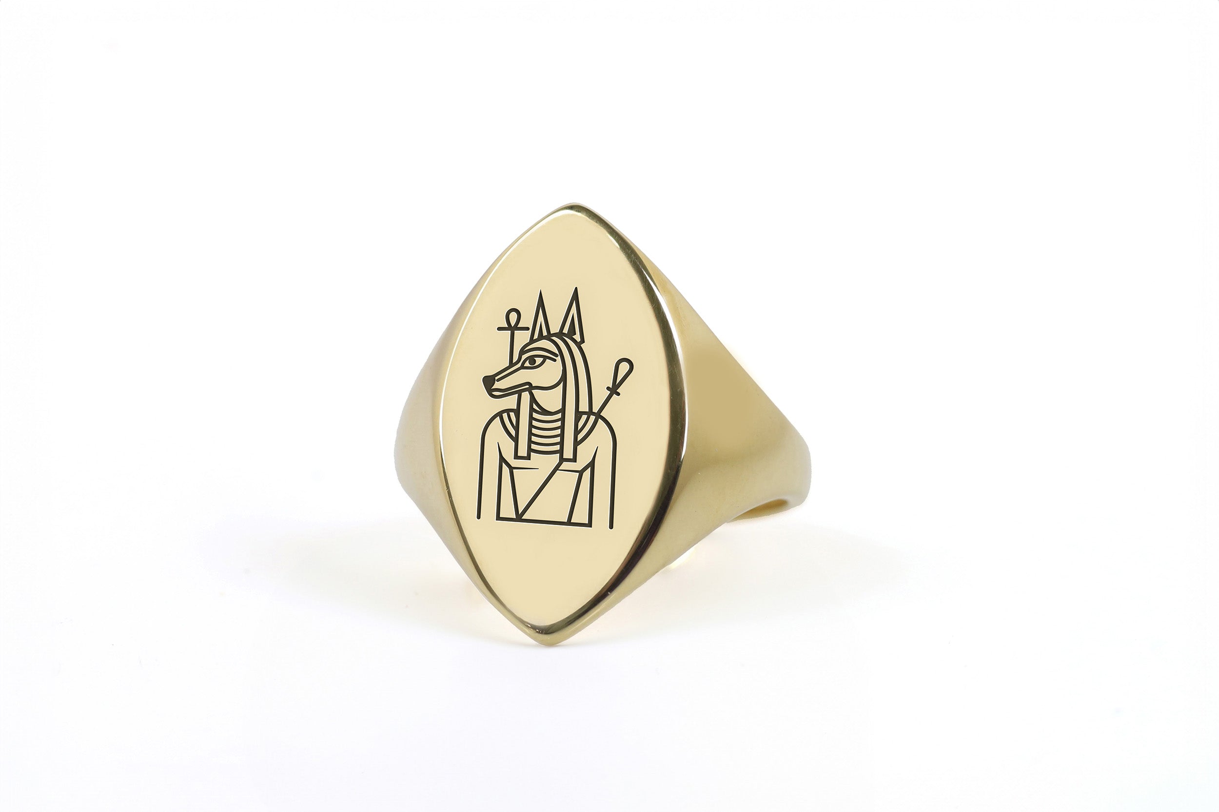 Egyptian God Anubis Gold Ring