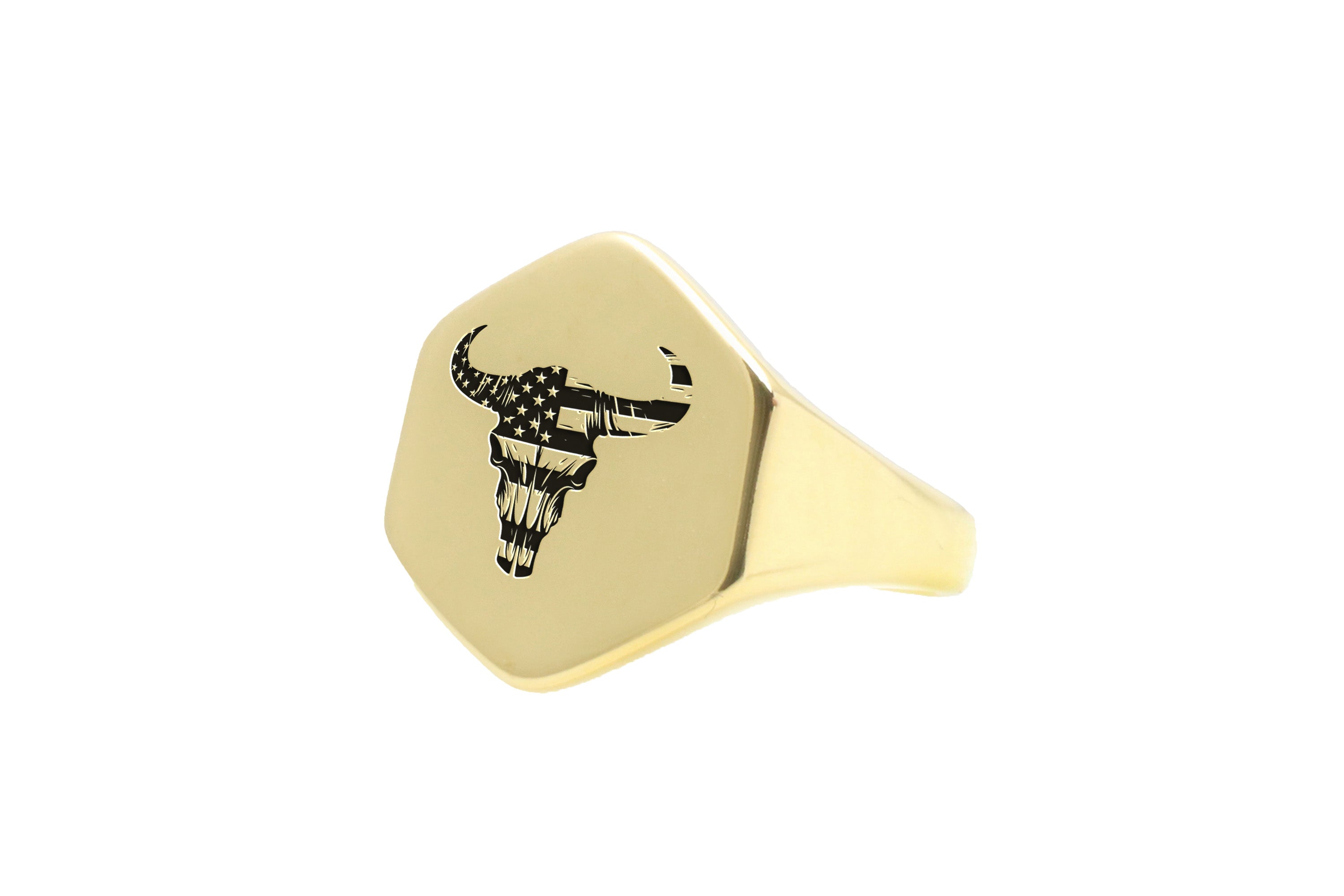 Engraved Cow Skull Ring