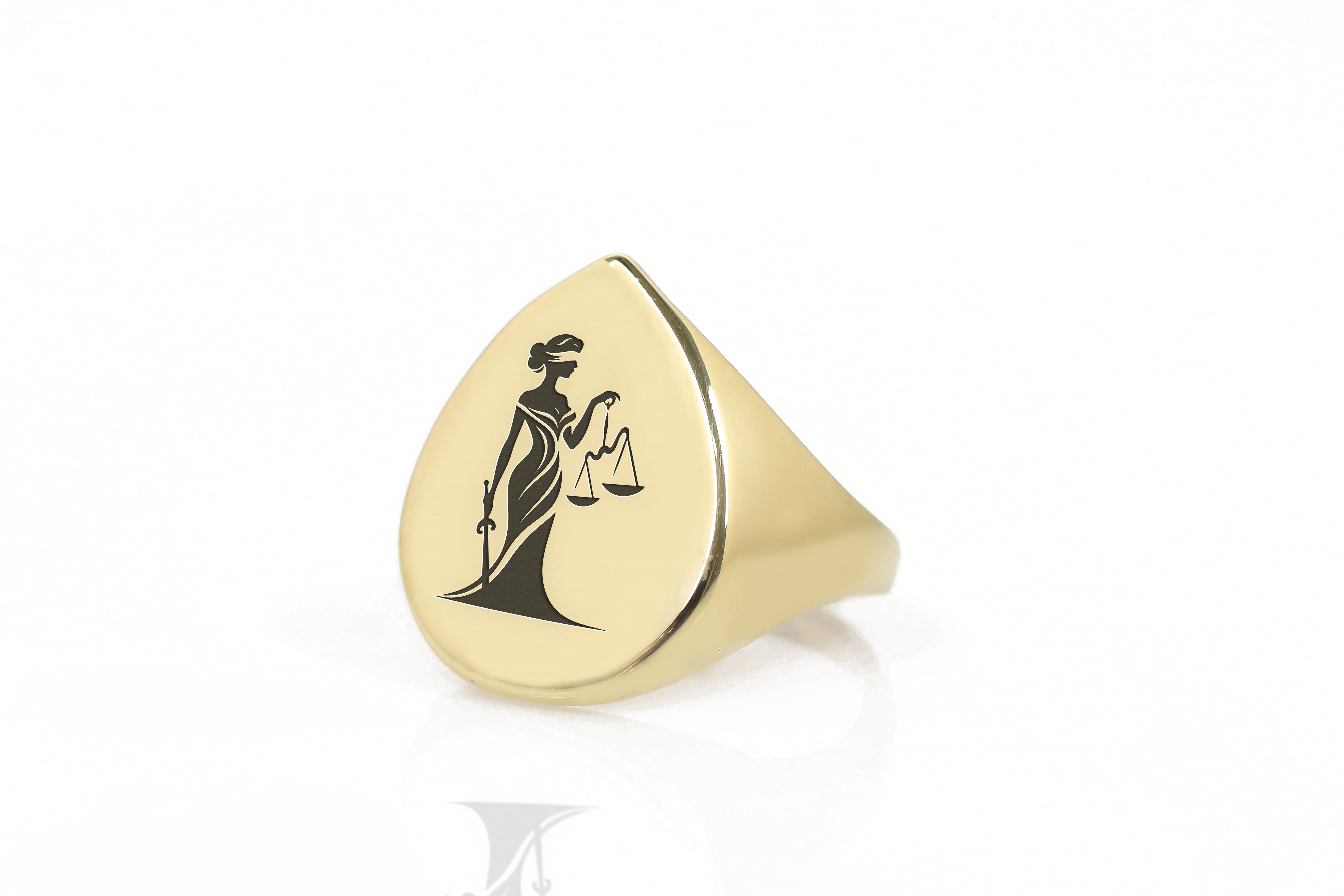 14k Gold Lady Justice Ring
