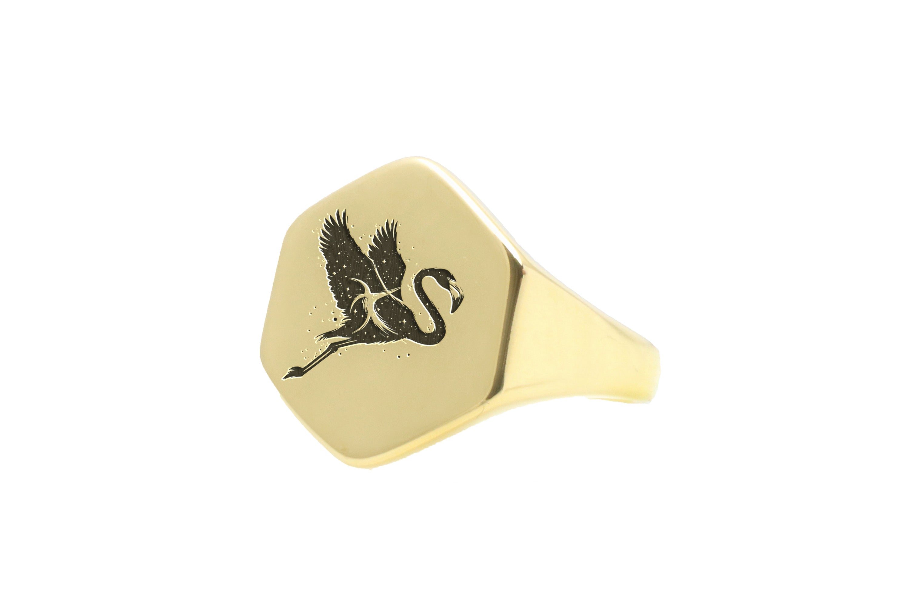 Mystical Flamingo Engraved Ring