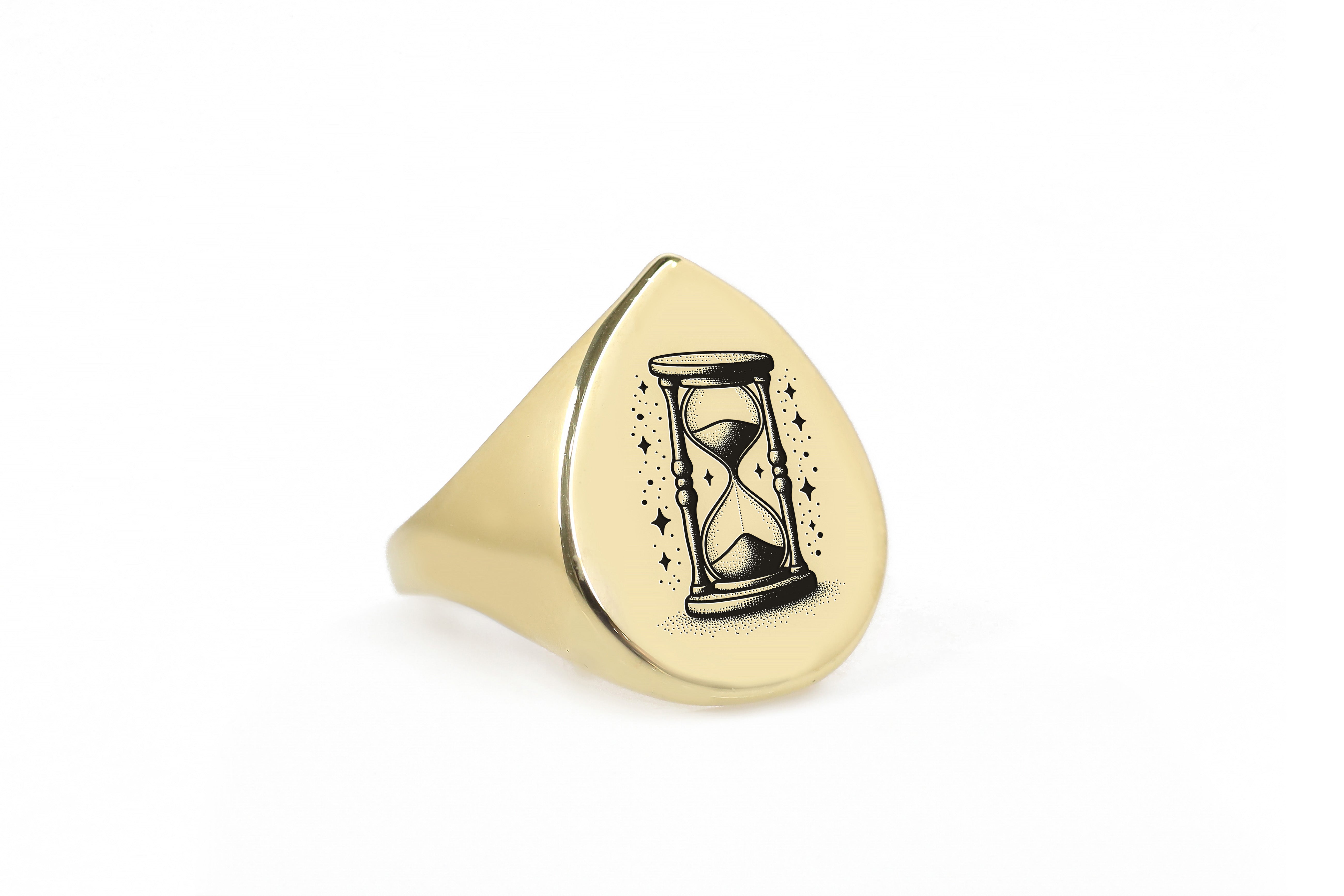 Engraved Hourglass Signet Ring