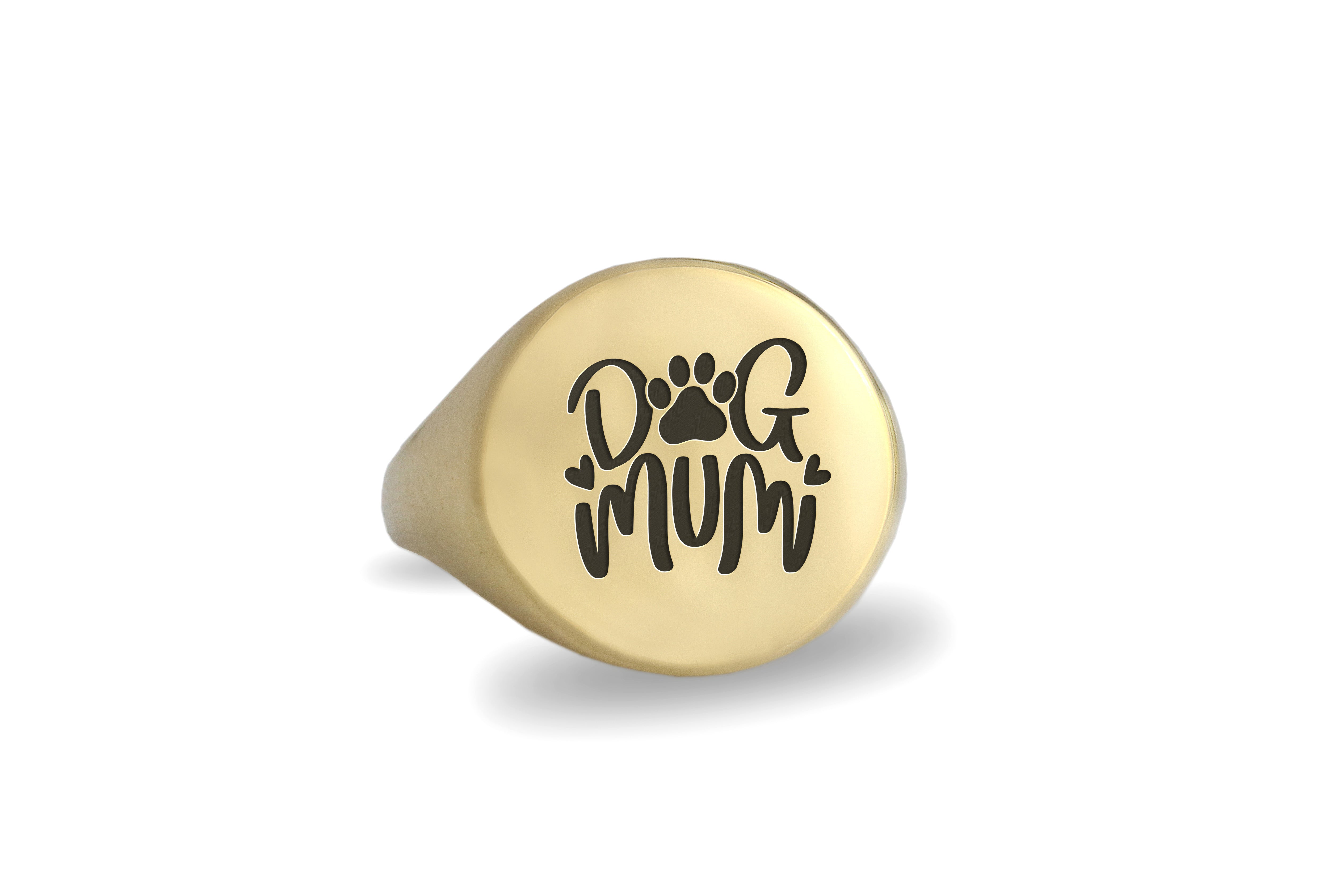 Dog Mom Engraved Gold Signet Ring
