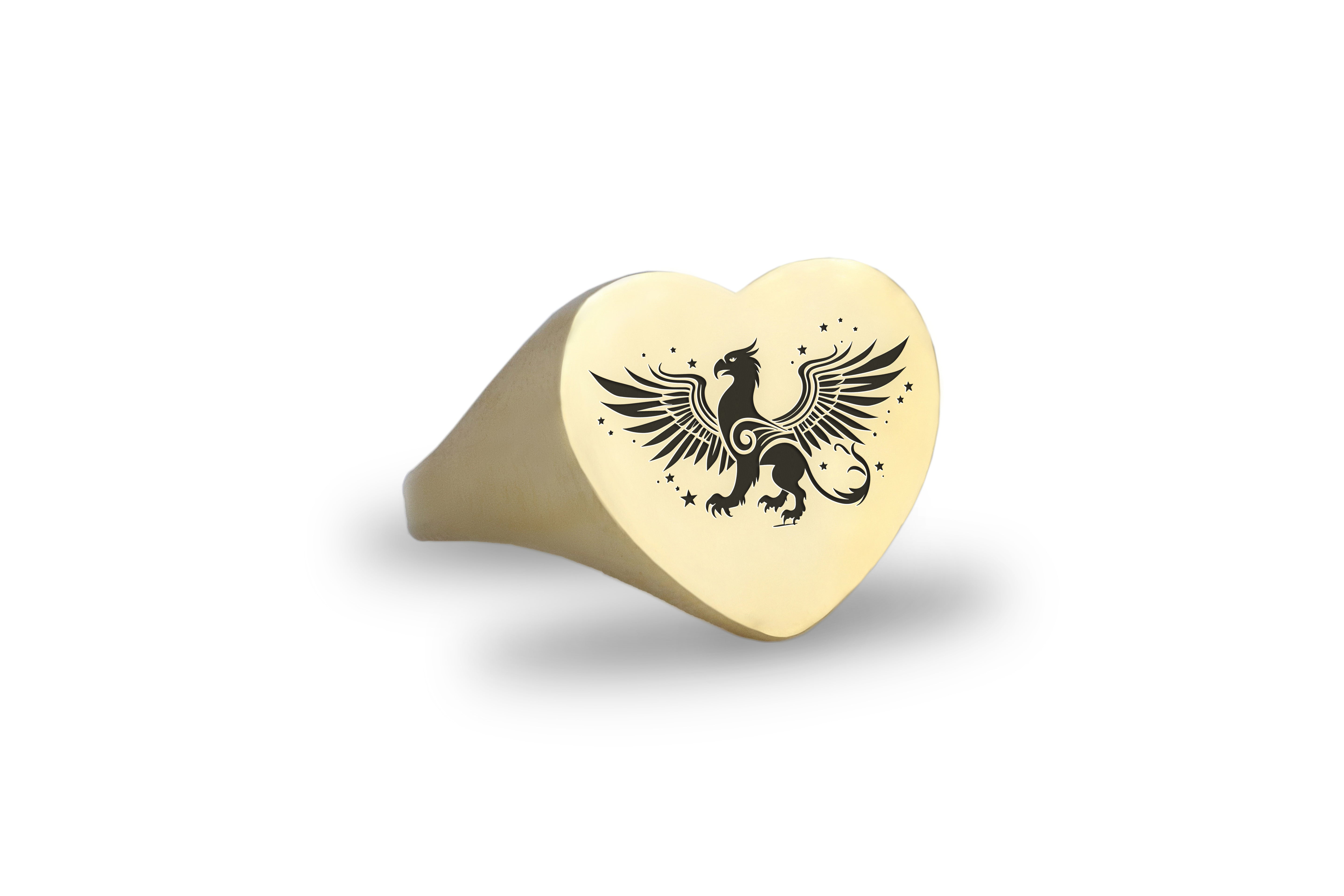 14k Gold Griffin Signet Ring
