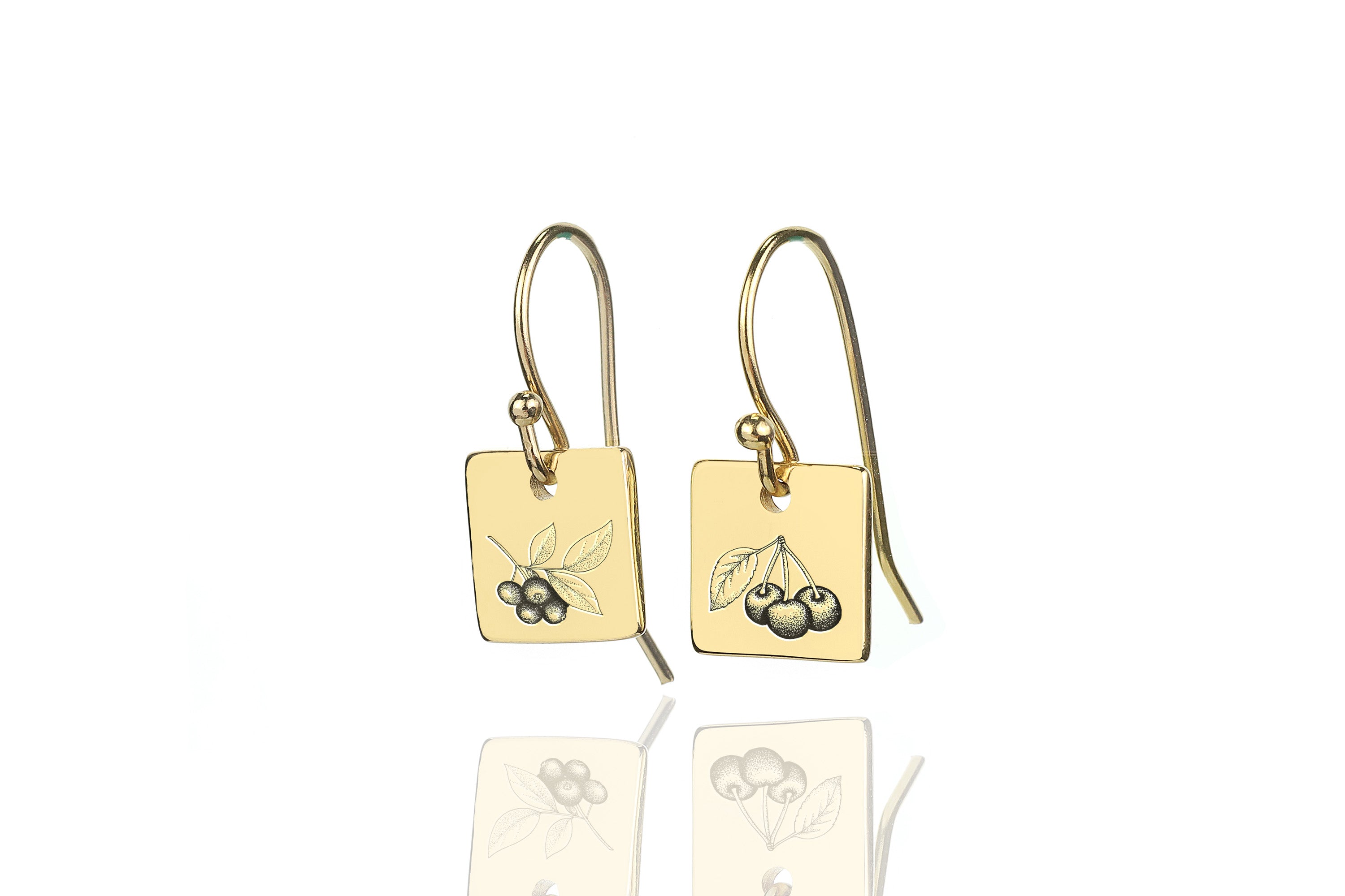 Cherry Engraved Earrings