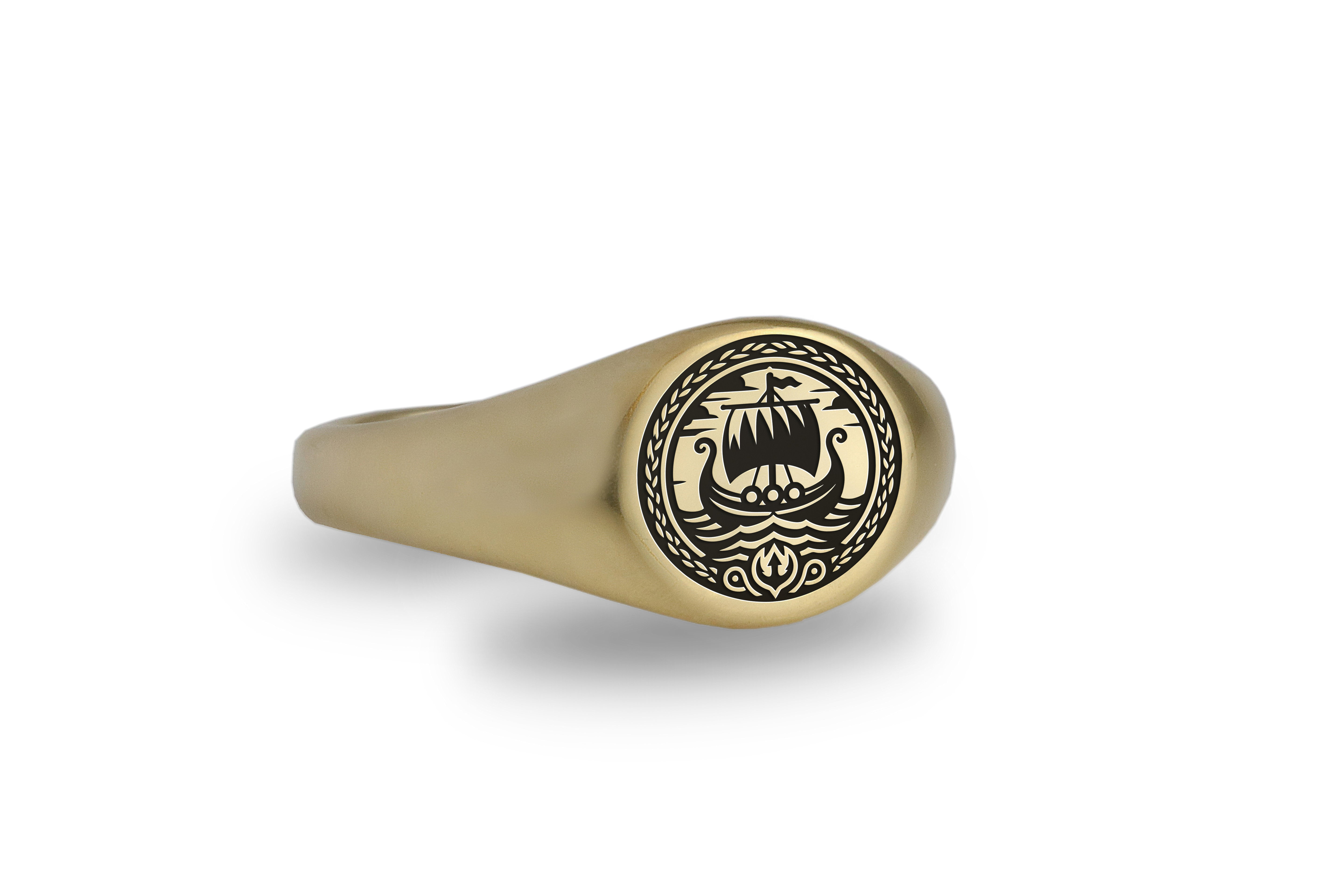 14k Gold Vikings Boat Ring