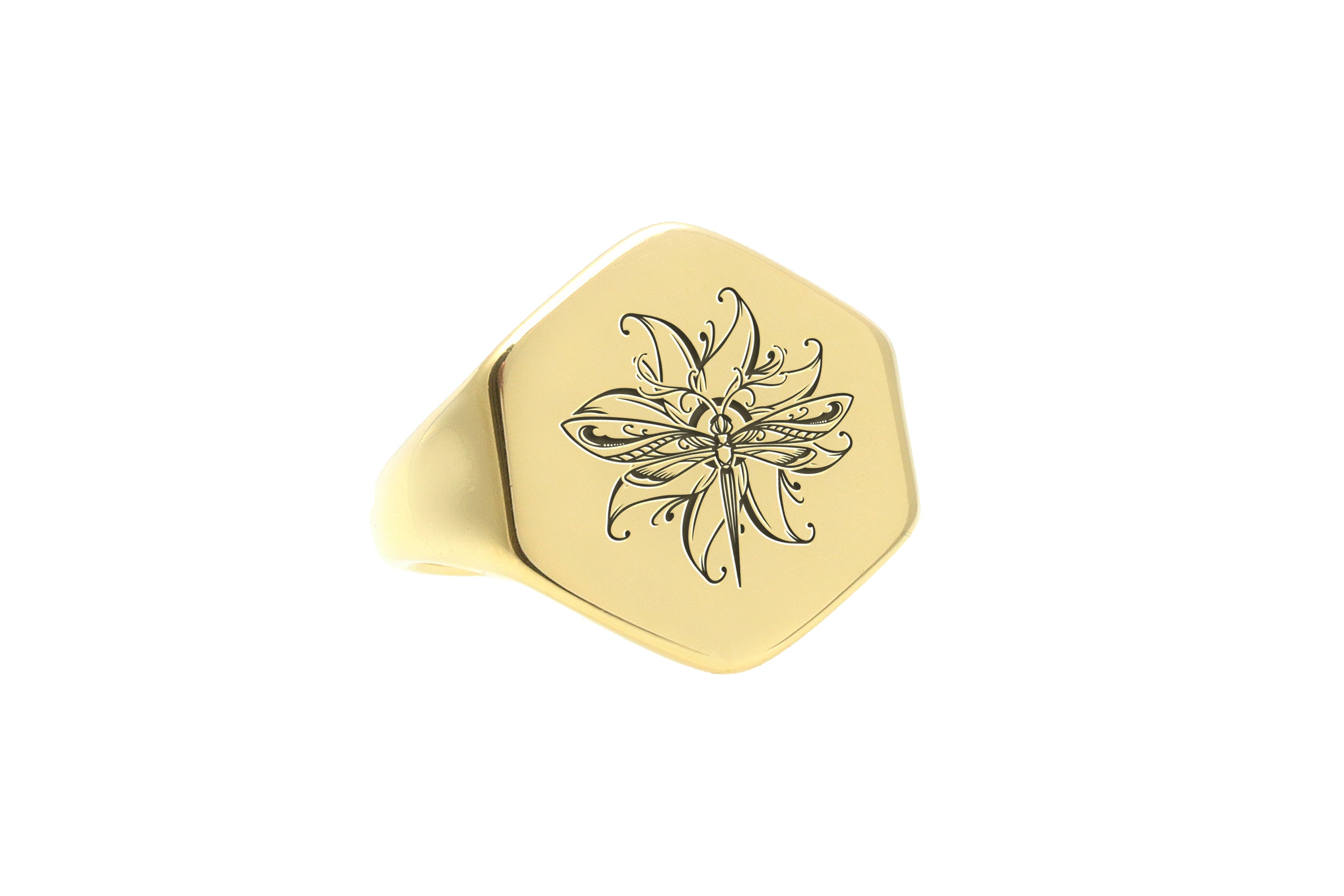 Engraved Dragon Fly Ring
