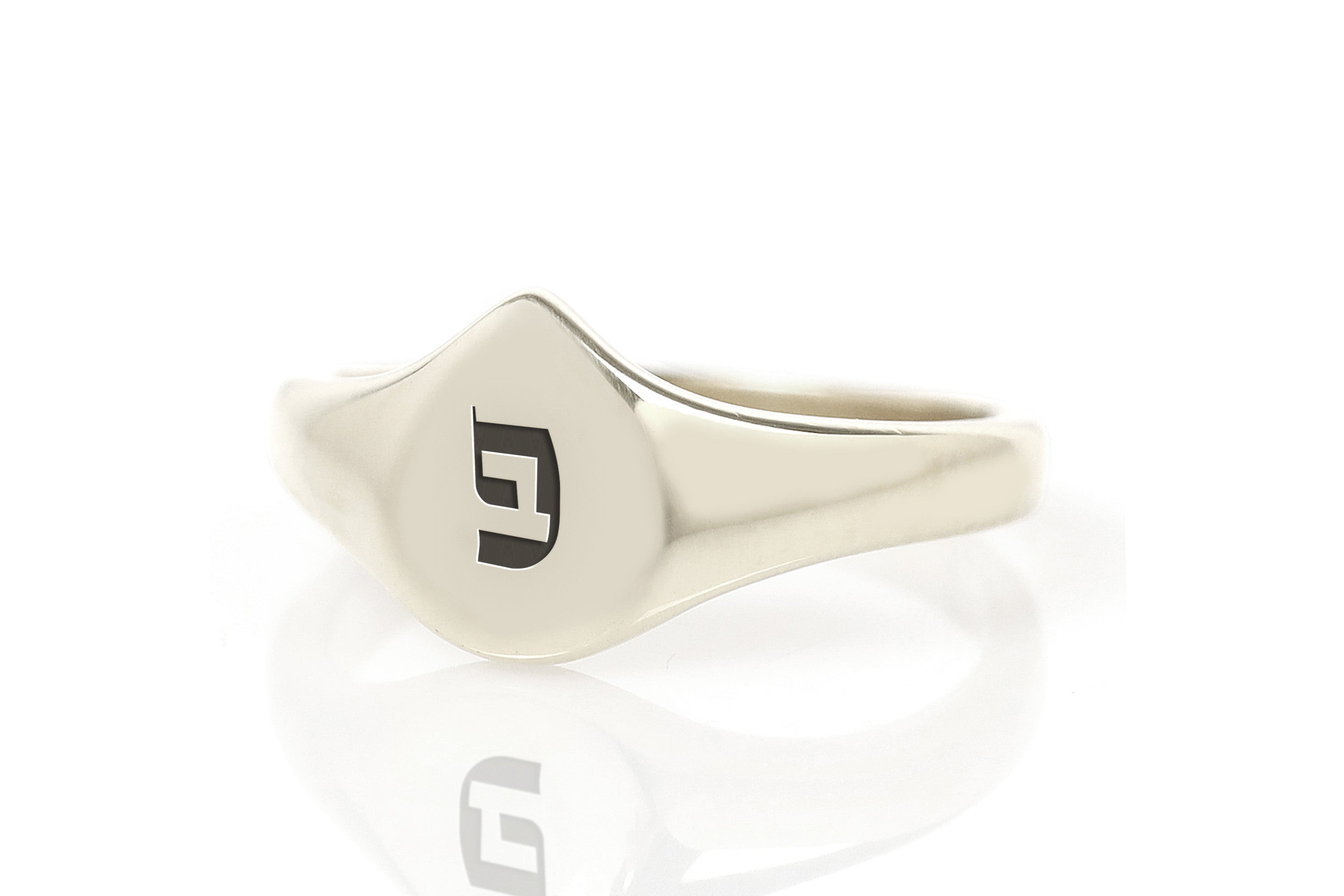 Engraved Hebrew Letter Silver Ring