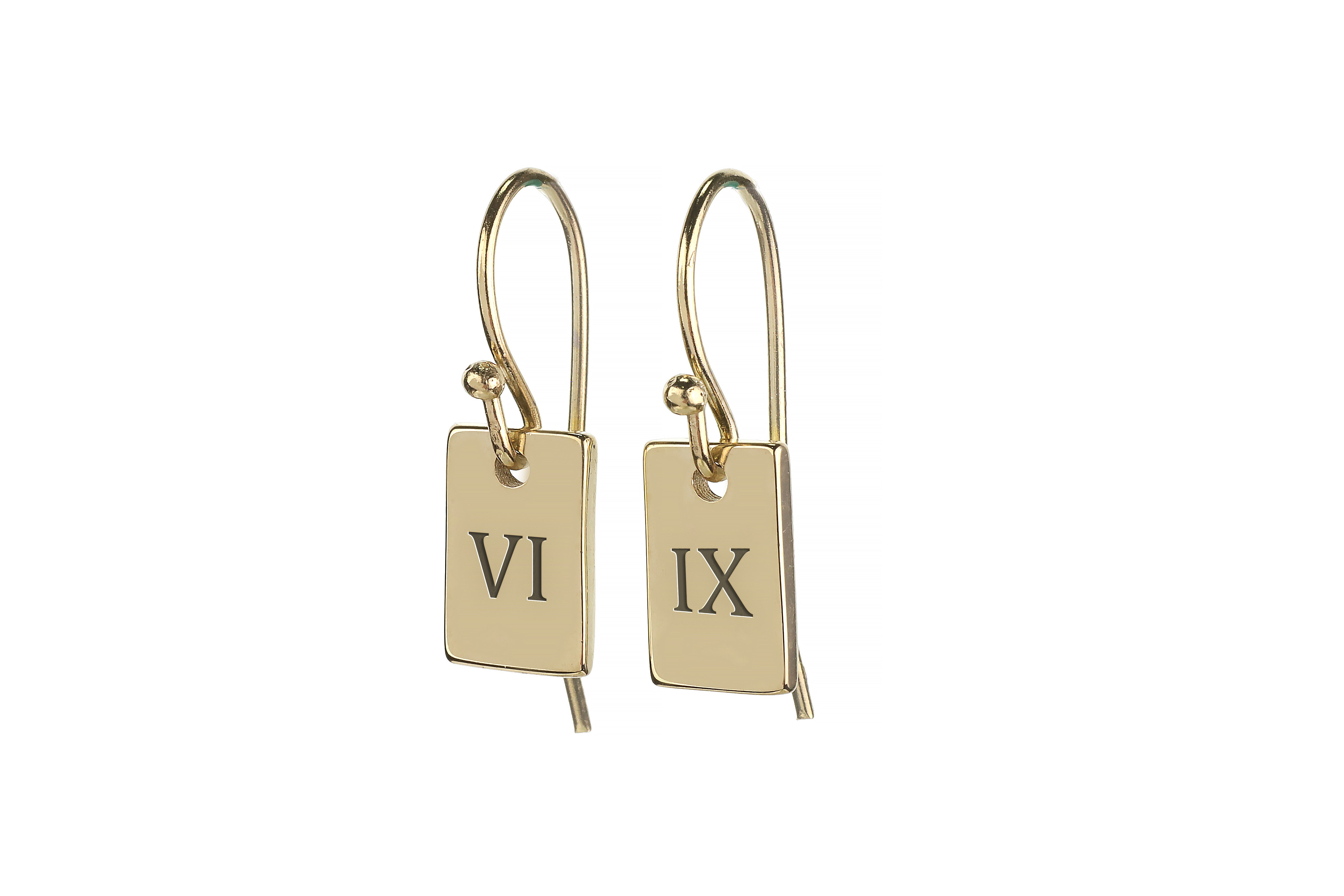 Roman Numbers Engraved Earrings