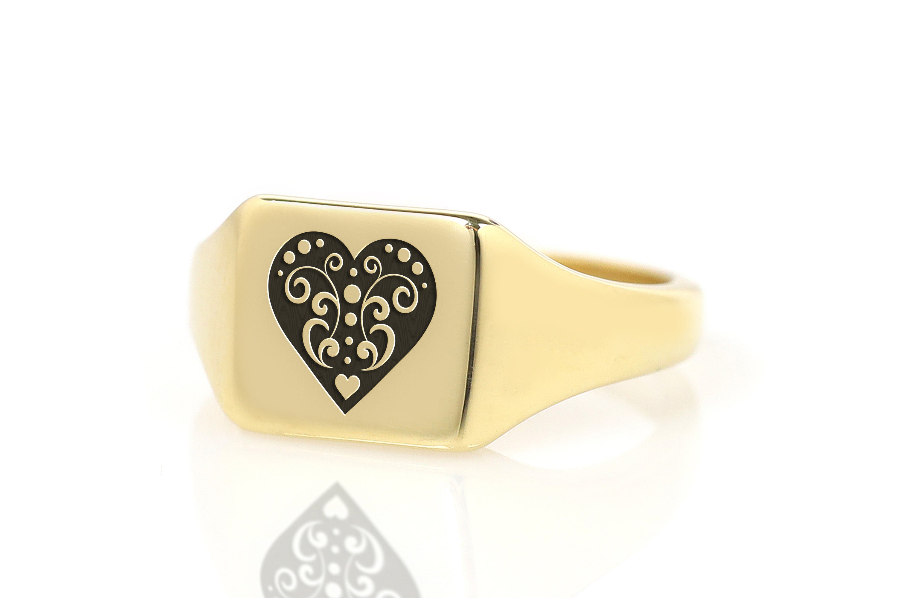 Poker Heart Engraved Ring