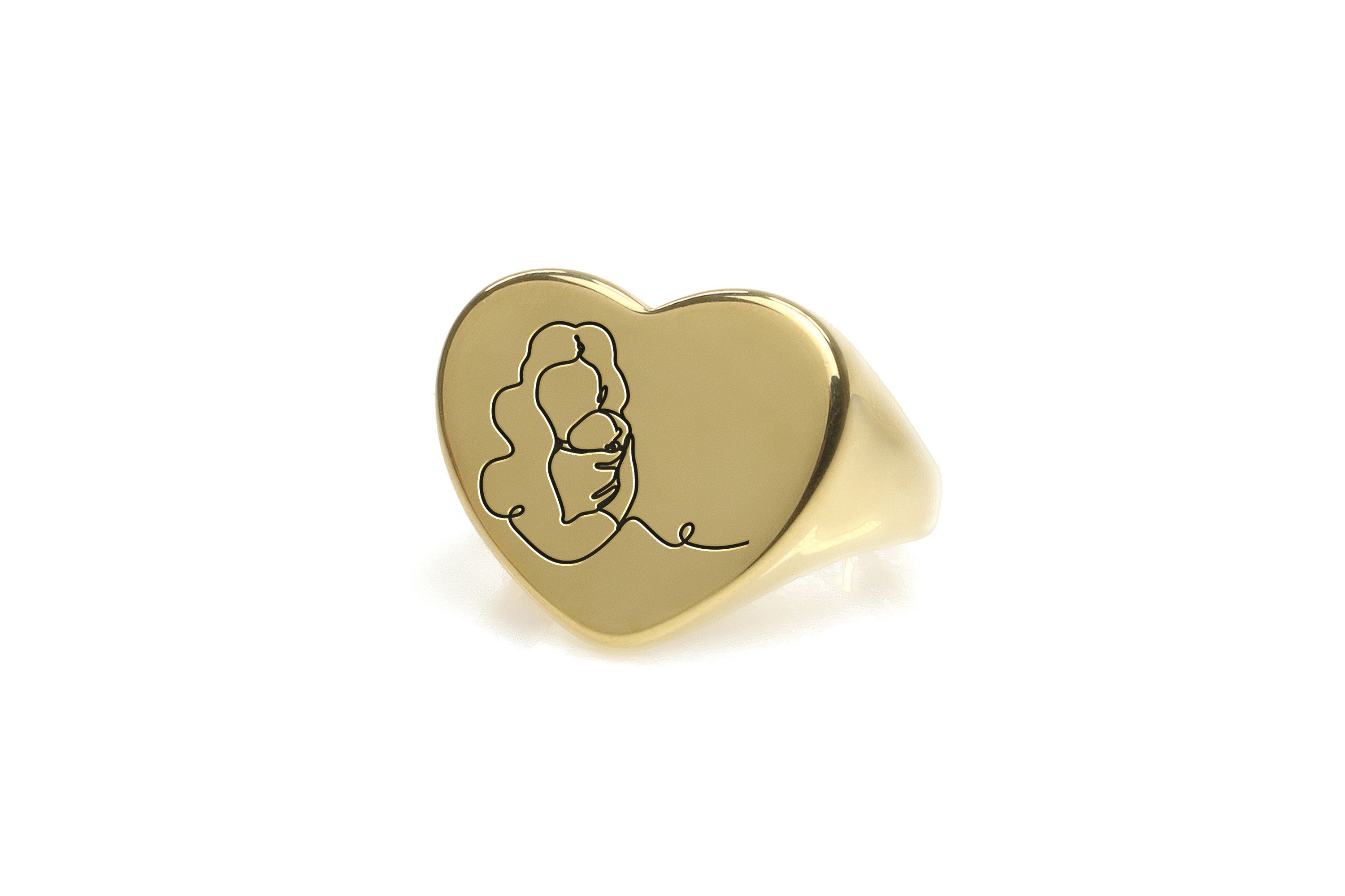 Mom And Baby Line Art Ring