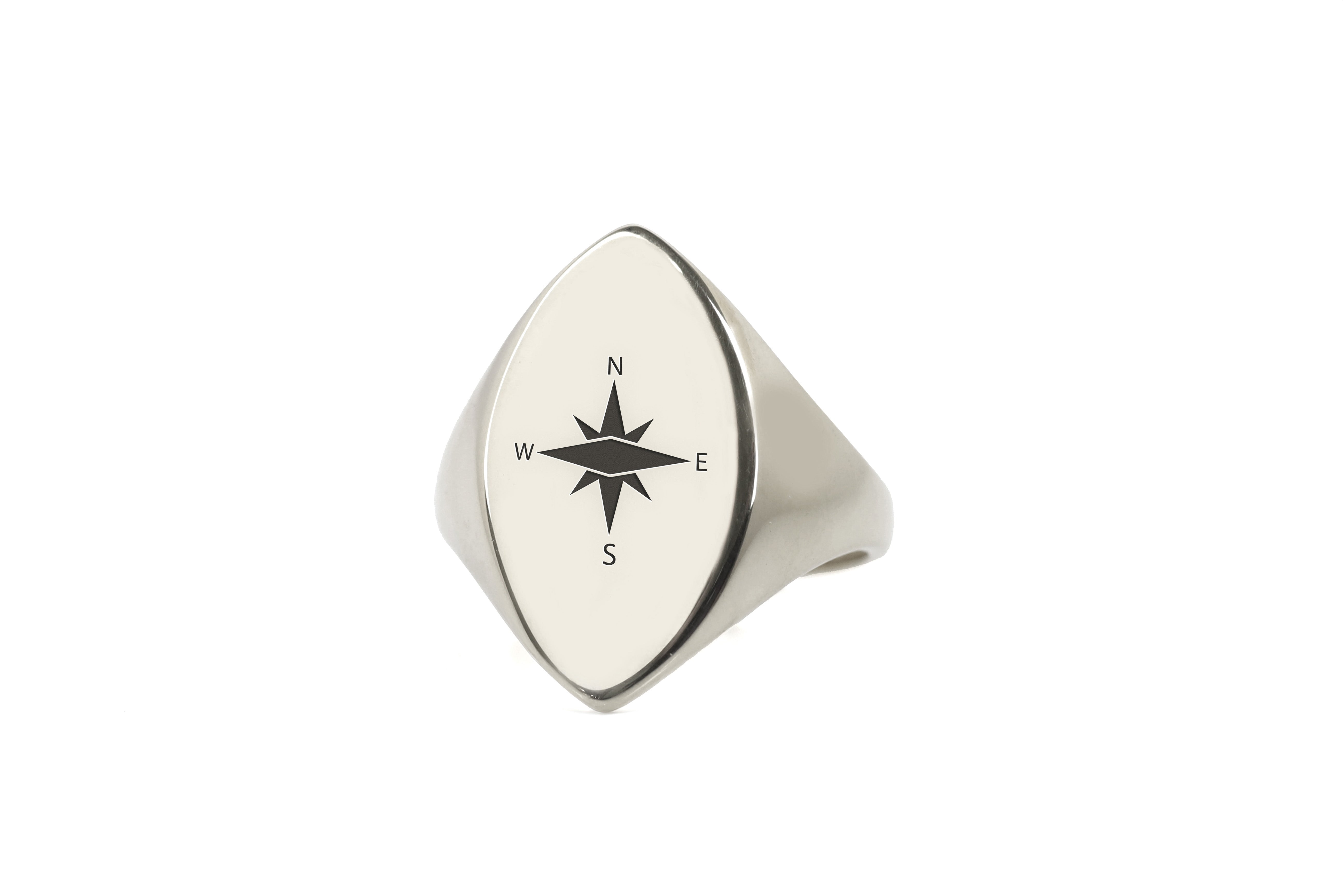 Engraved Compass Signet Ring