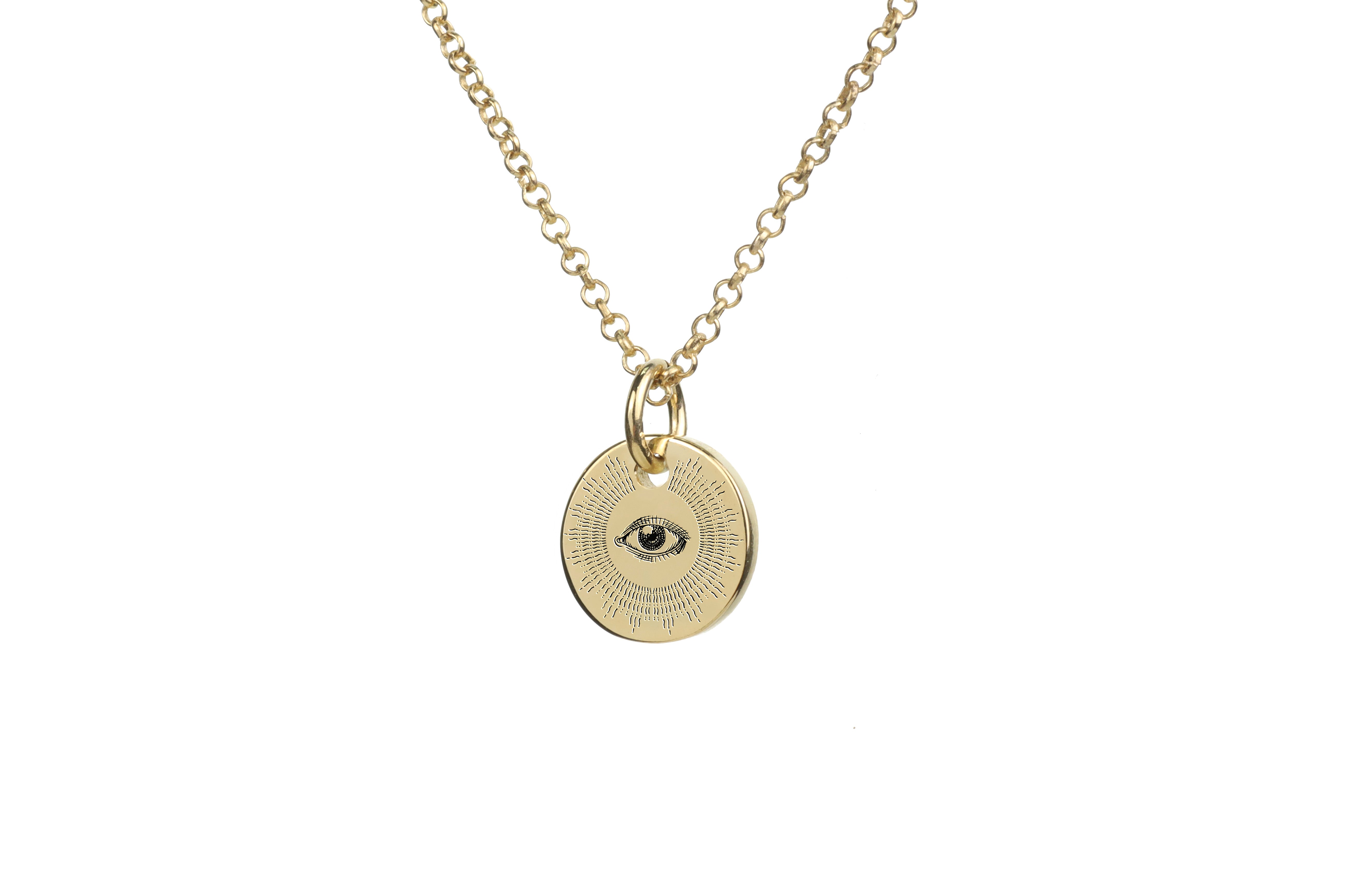 Engraved Gold Eye Necklace