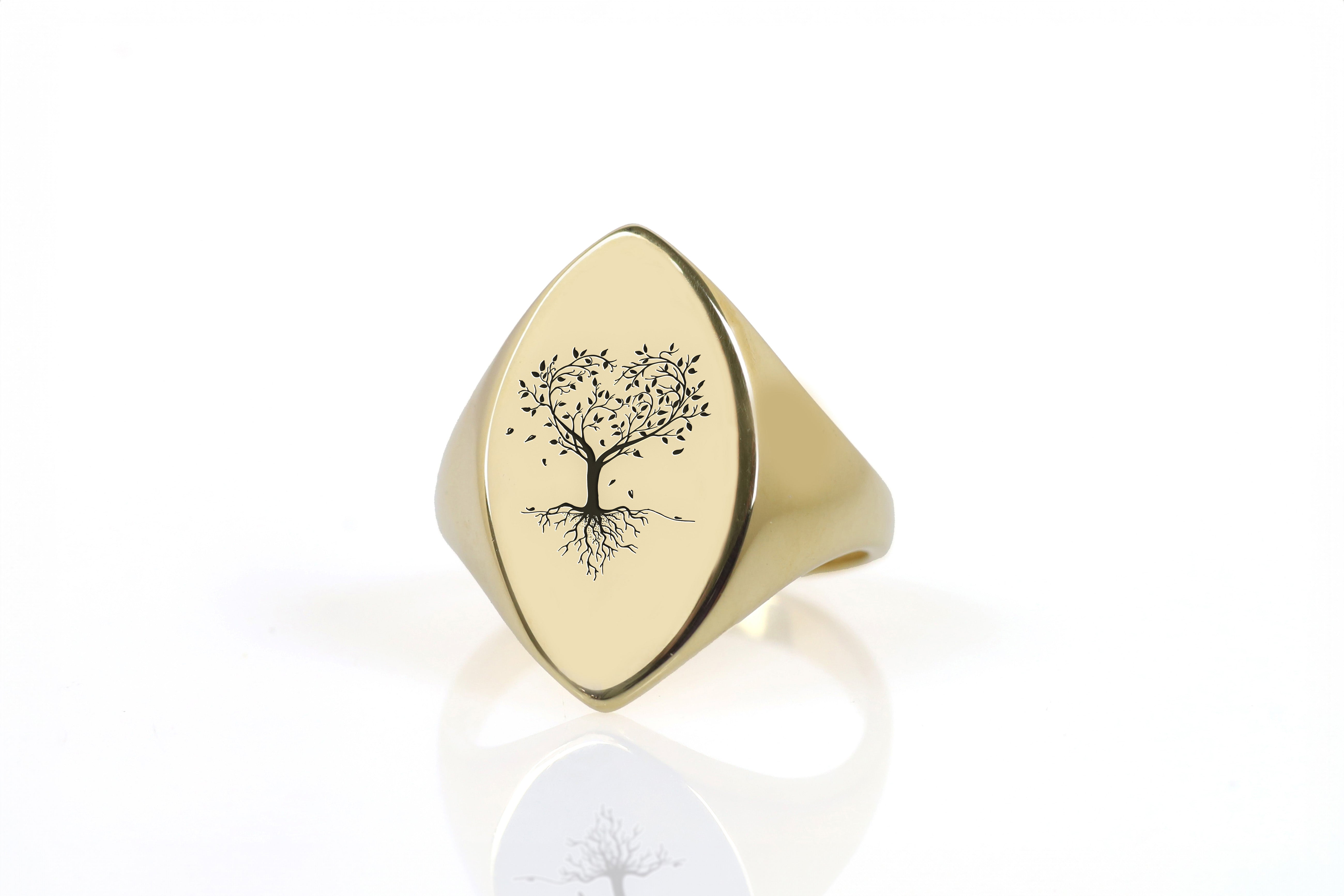 Tree Of Life Gold Signet Ring