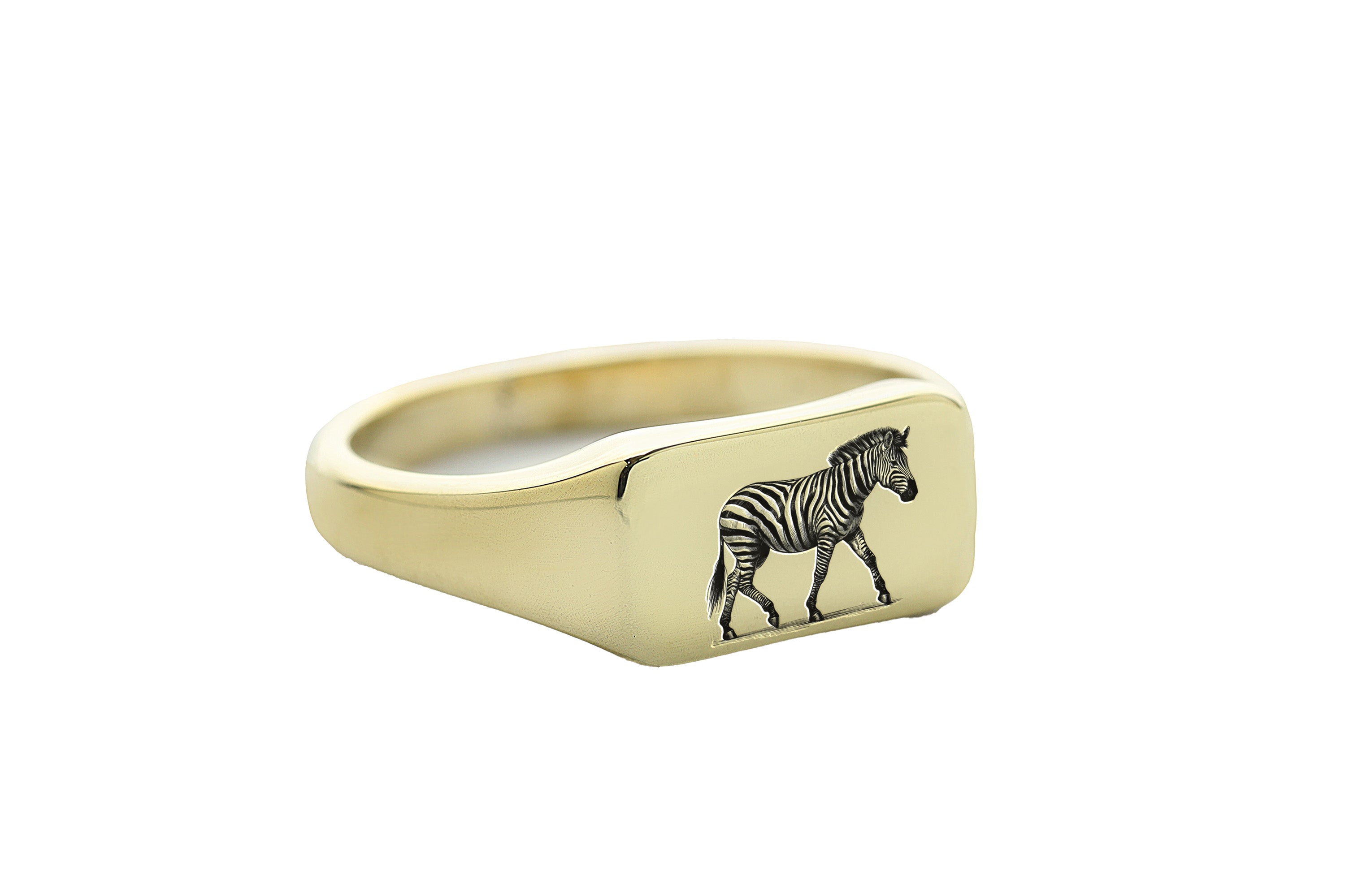 14k Gold Zebra Signet Ring