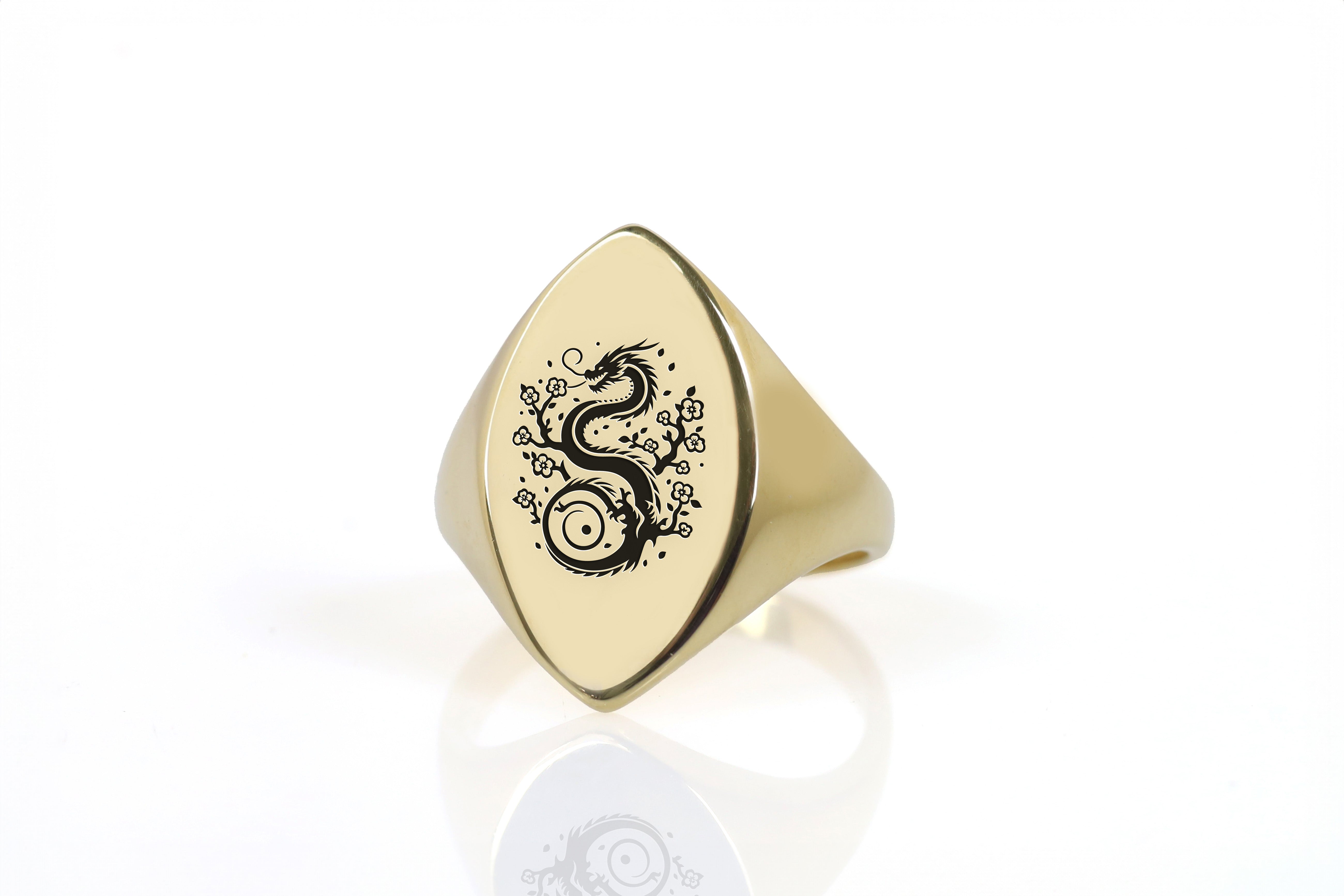 Engraved Dragon Signet Ring
