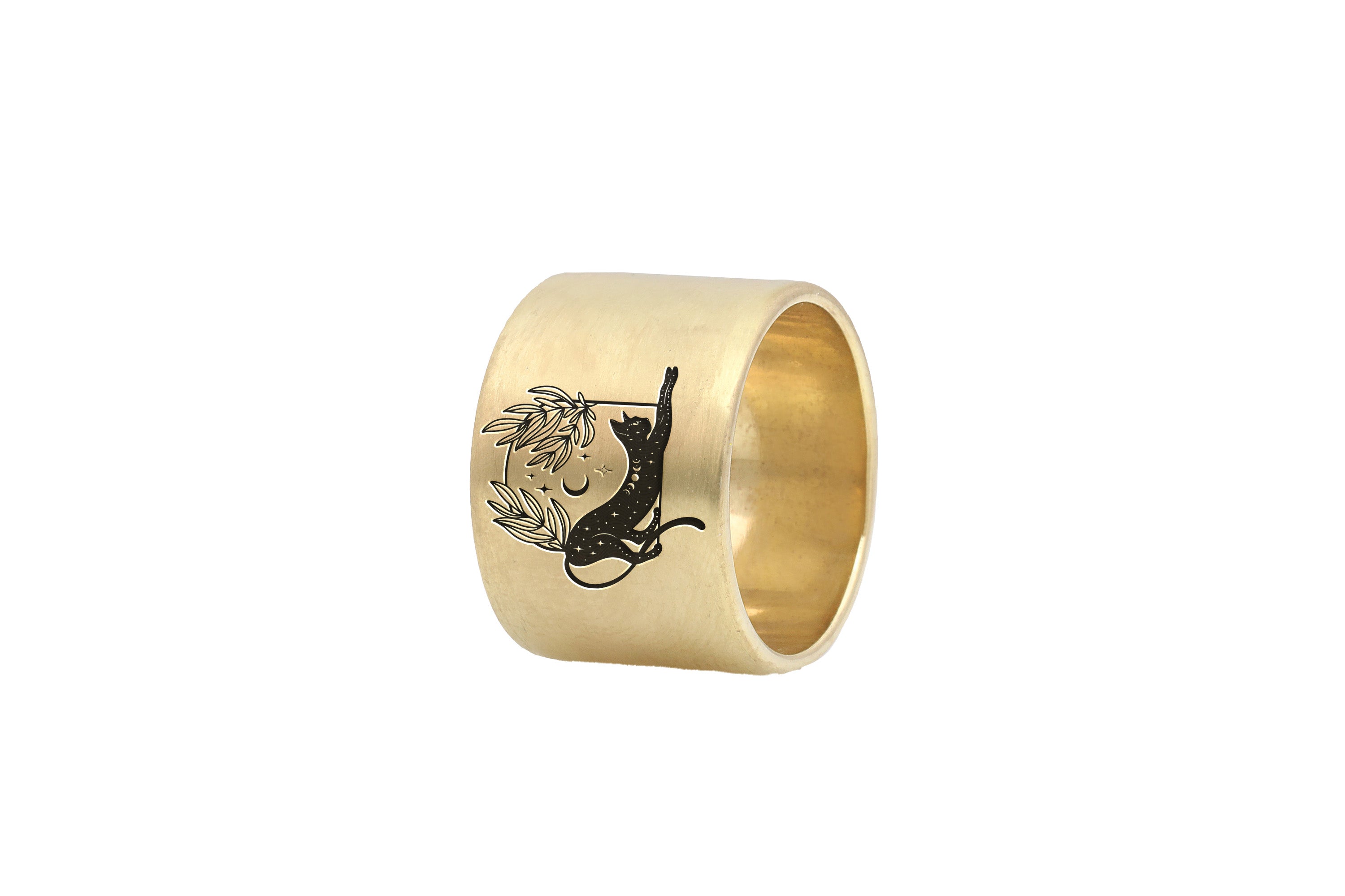 Gothic Cat Brushed Ring