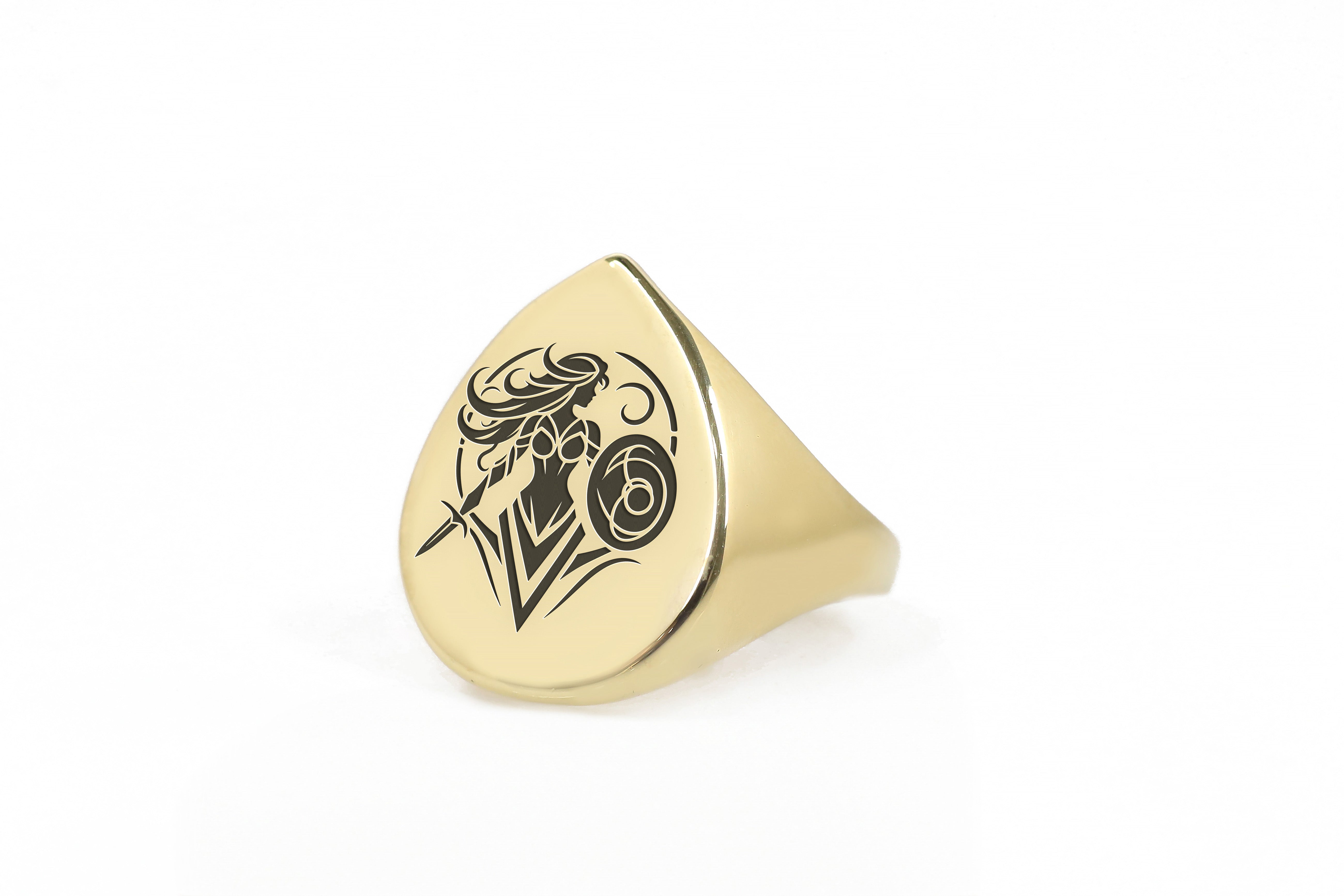 14k Gold Valkyrie Signet Ring