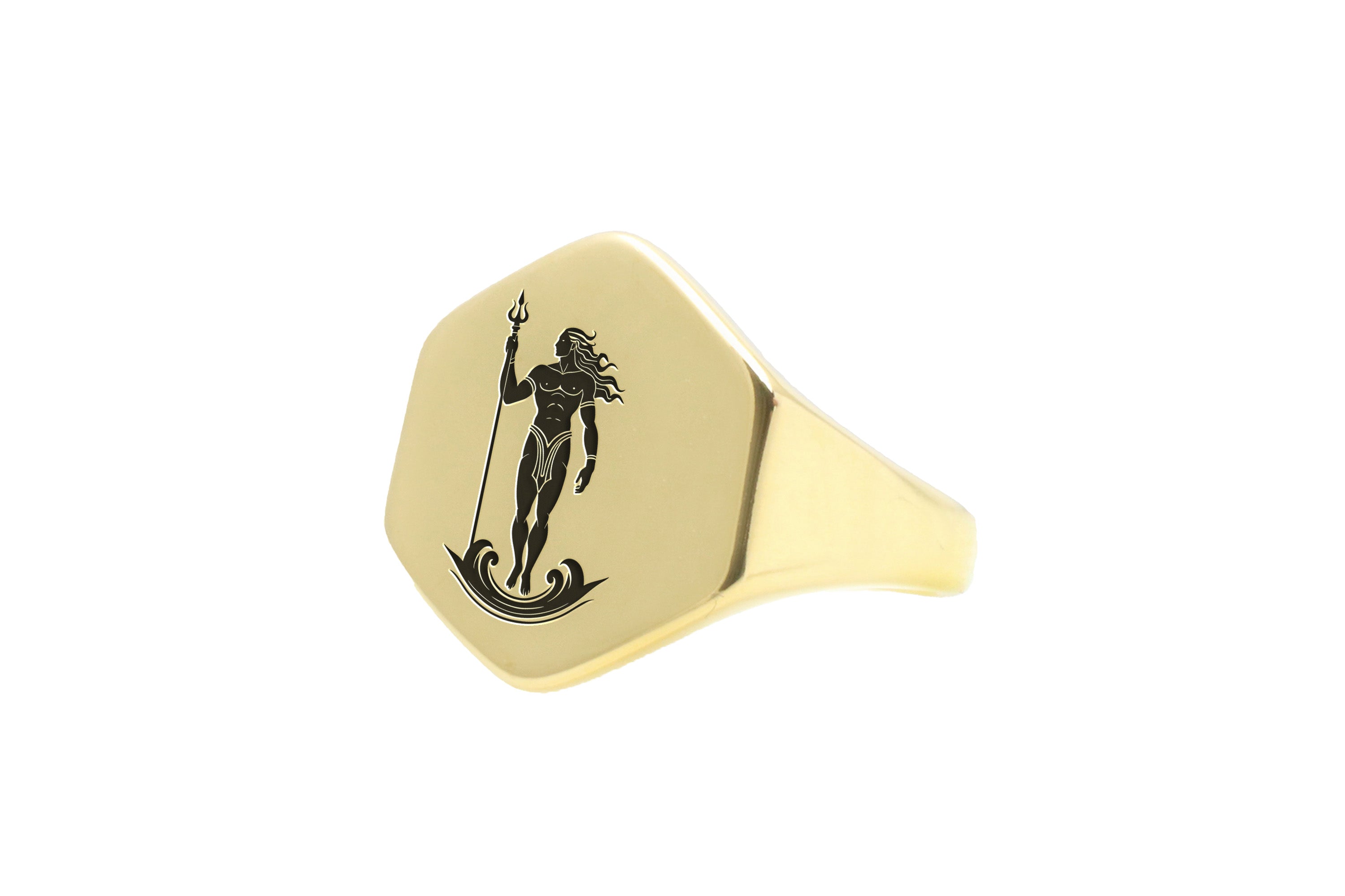 14k Gold Neptune Signet Ring