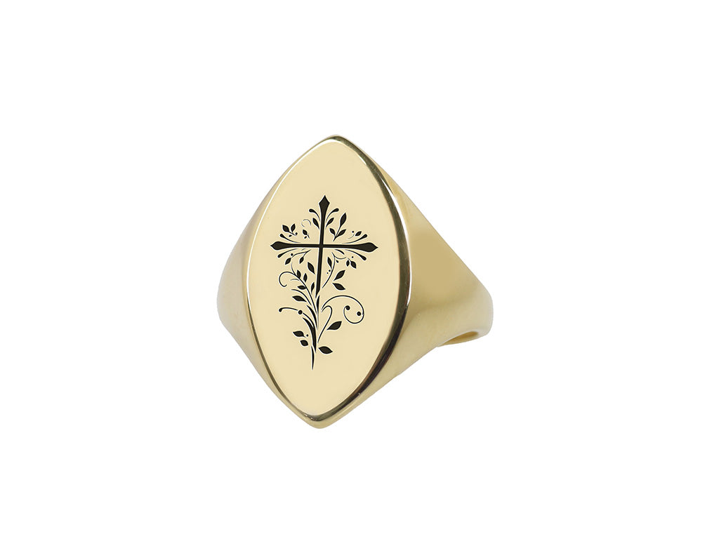 Engraved Christianity Signet Ring
