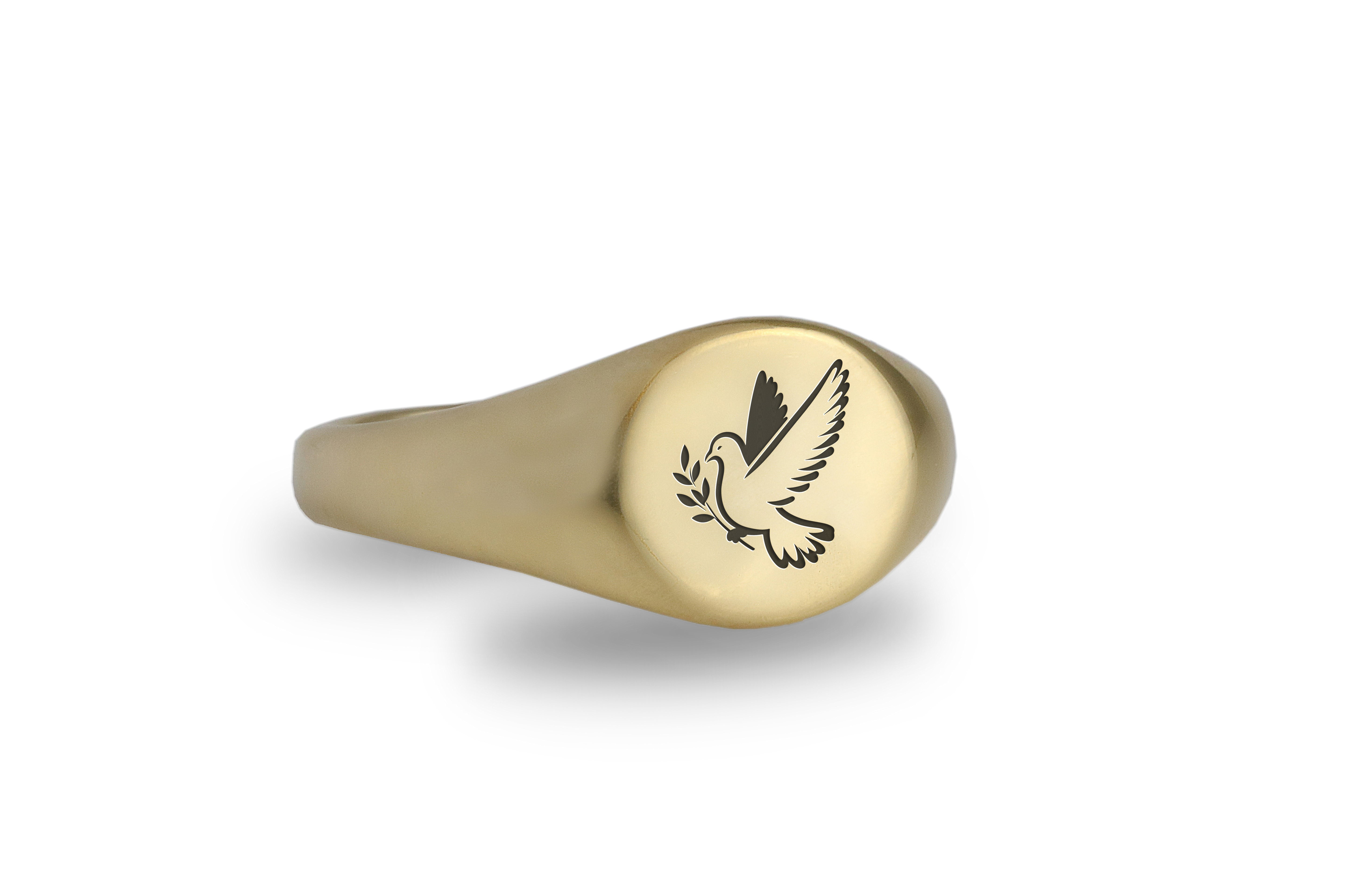 Engraved Pigeon Signet Ring