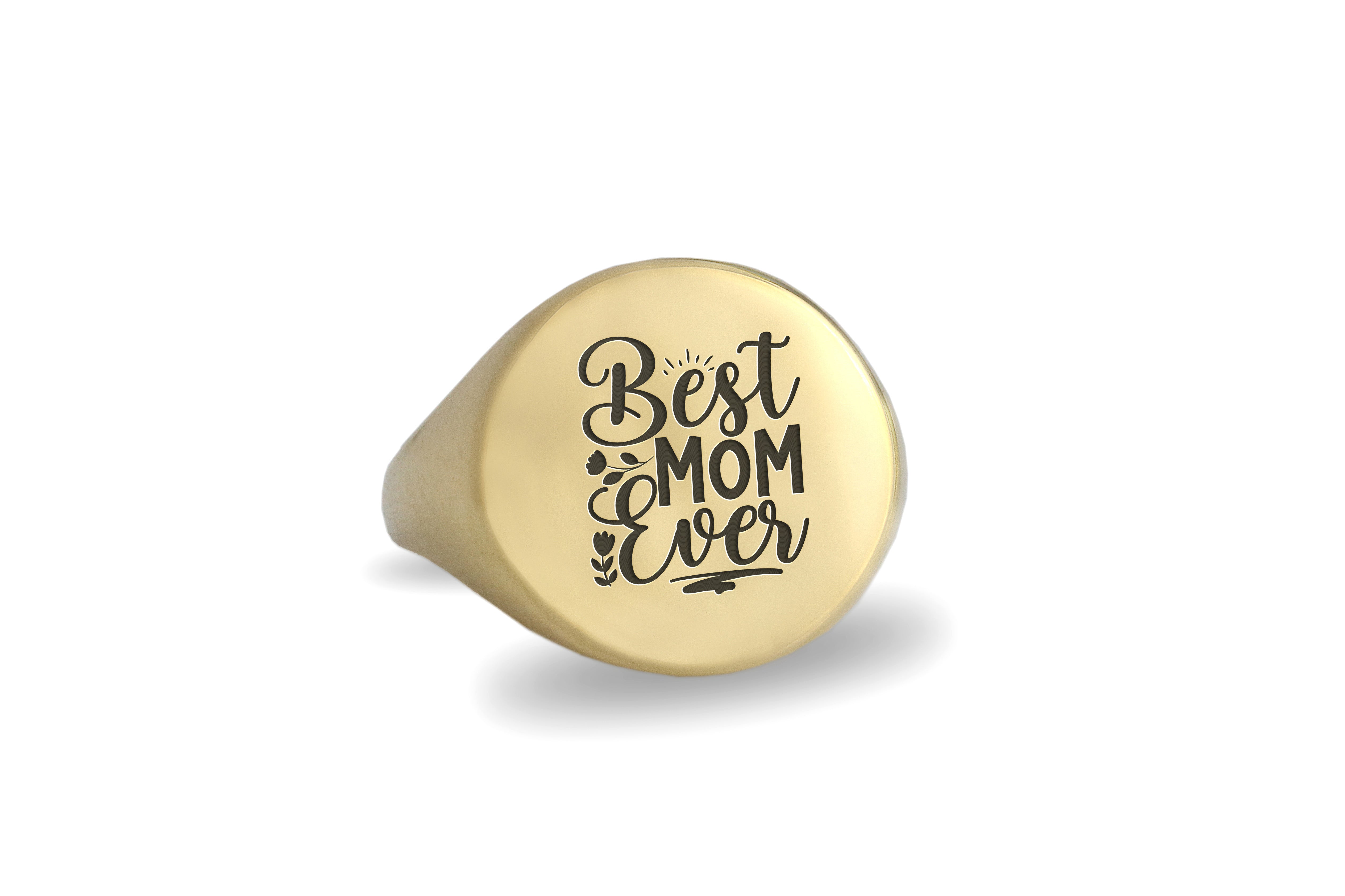 14k Gold Best Mom Ever Signet Ring