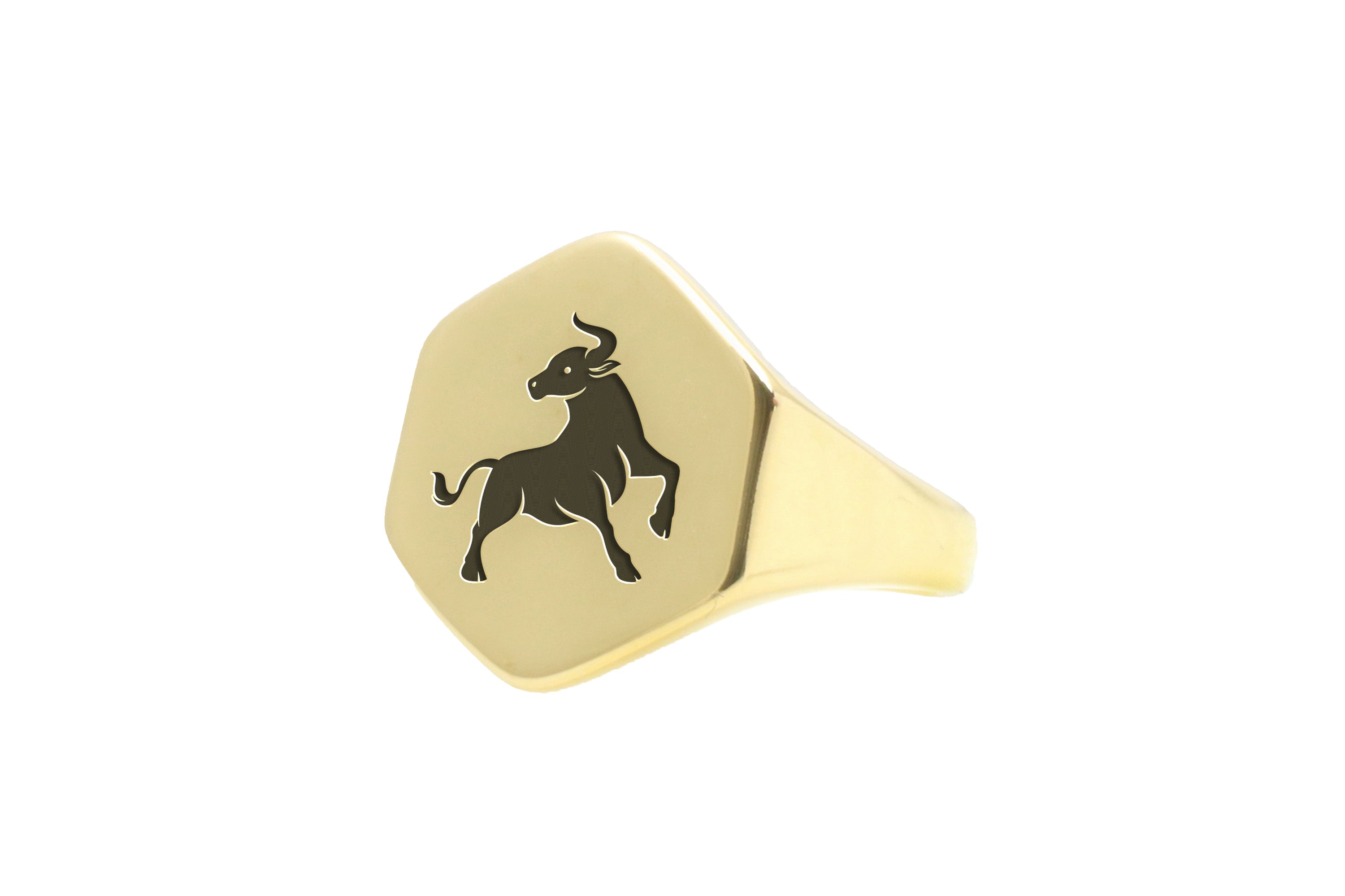 14k Gold Taurus Signet Ring