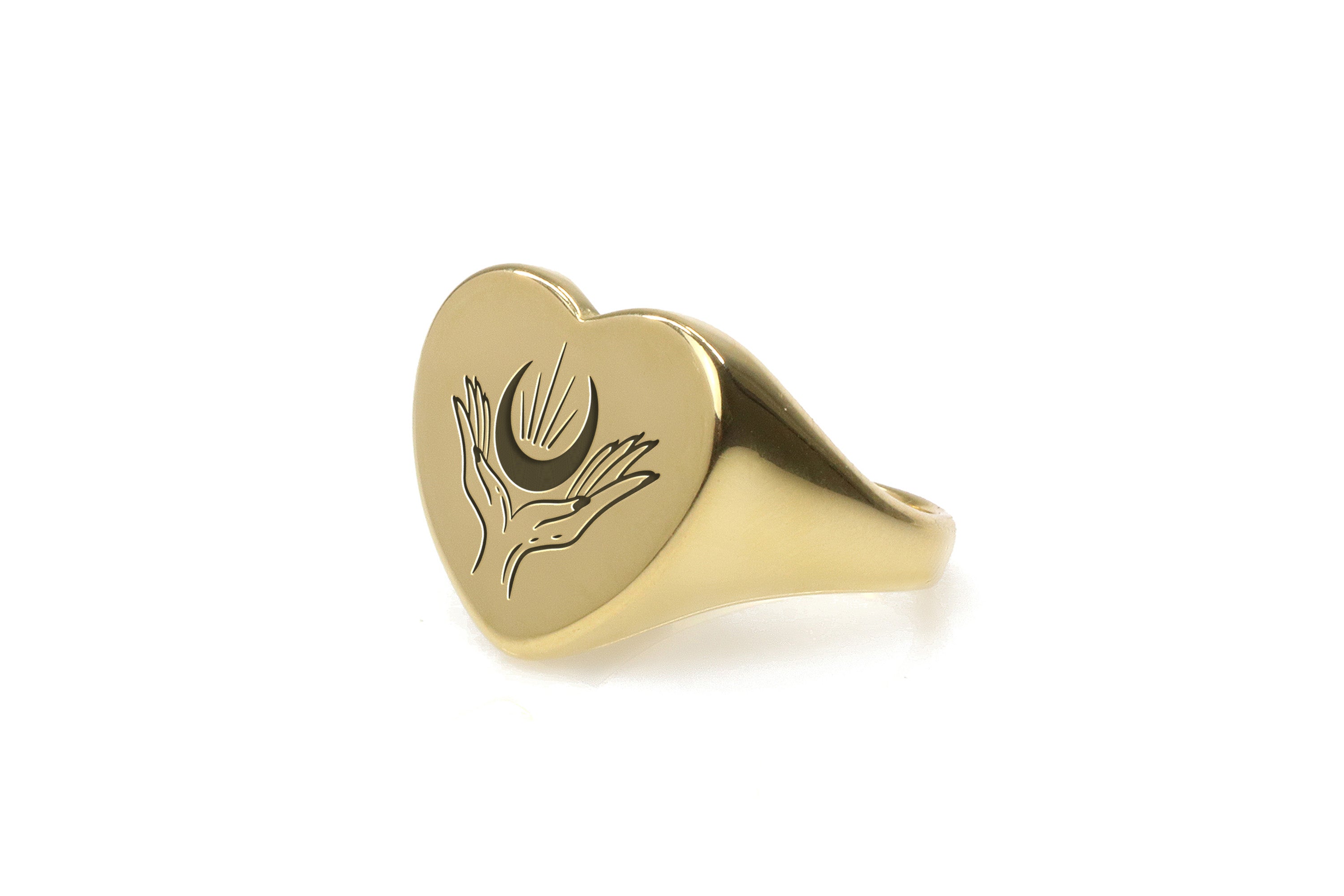 Gold Moon Signet Ring